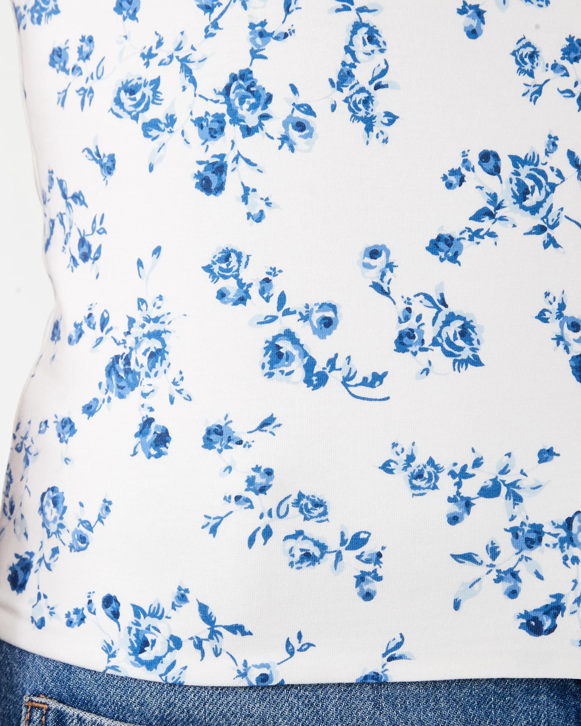 6 Short Sleeve Square Neck T-shirt Blue Rose, 6 of 6