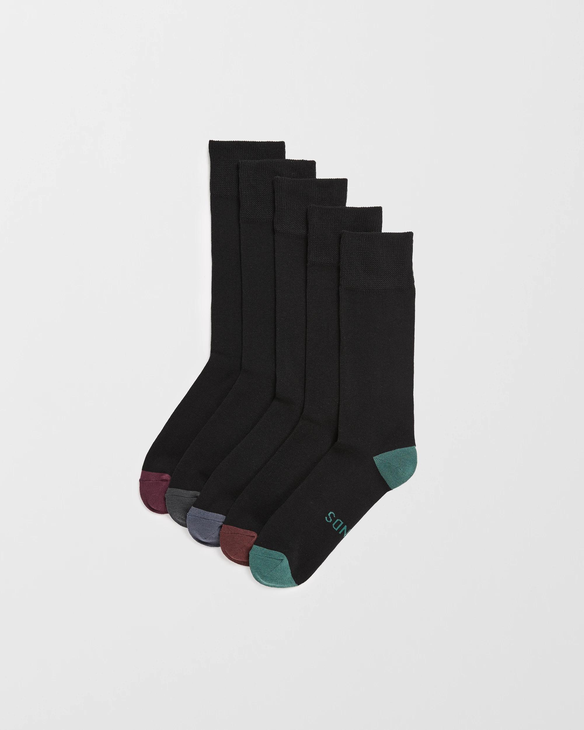 1 Bonds Mens Very Comfy Crew Bamboo Business Socks 5 Pack BLACK, 1 of 2