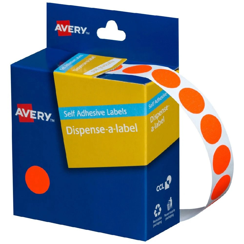 1 Avery Dispenser Labels 14mm Red 700 Pack, 1 of 3