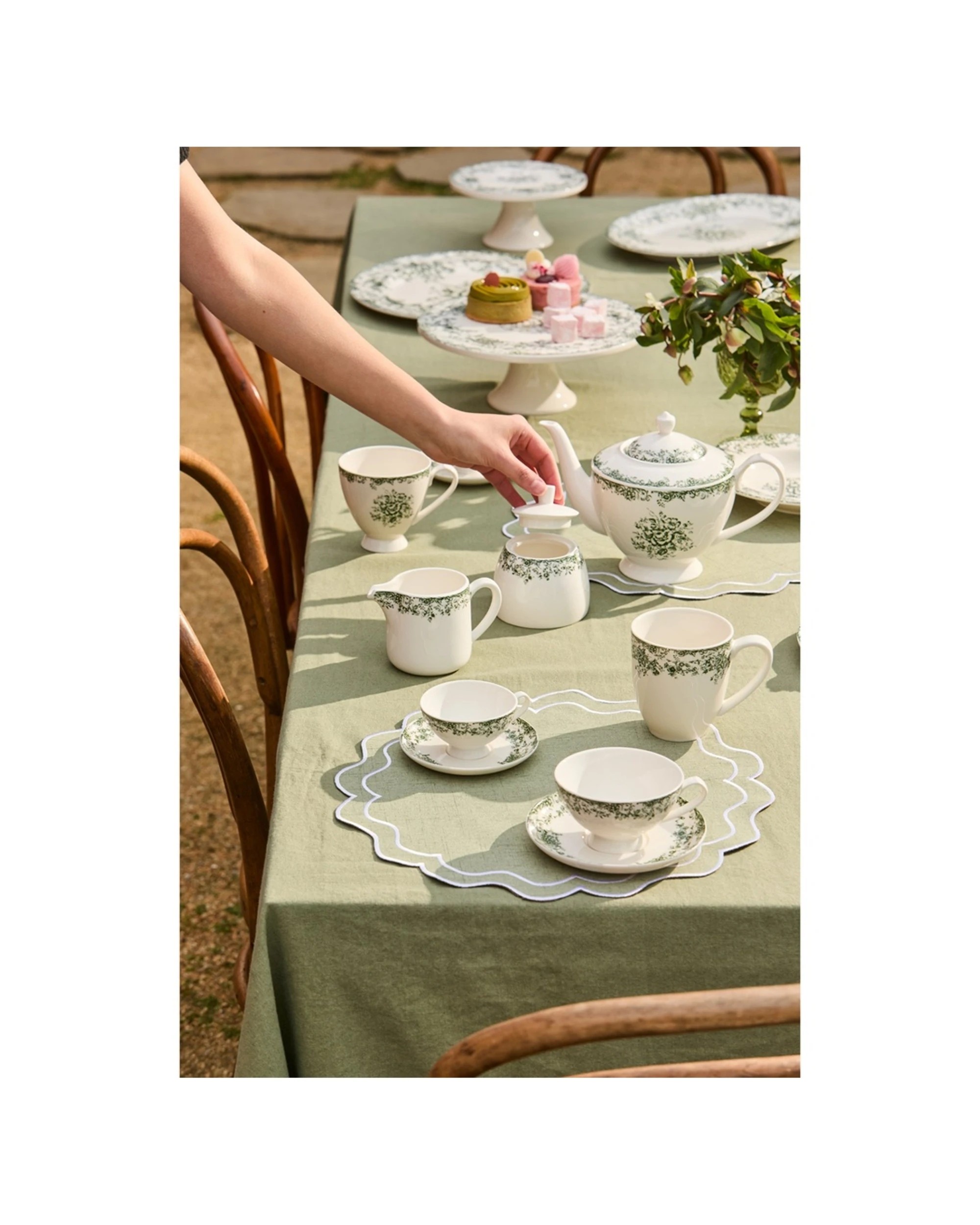 4 Casa Domani 4PK Rosetta Coupe Porcelain Mug Set 370ml - Green, 4 of 4
