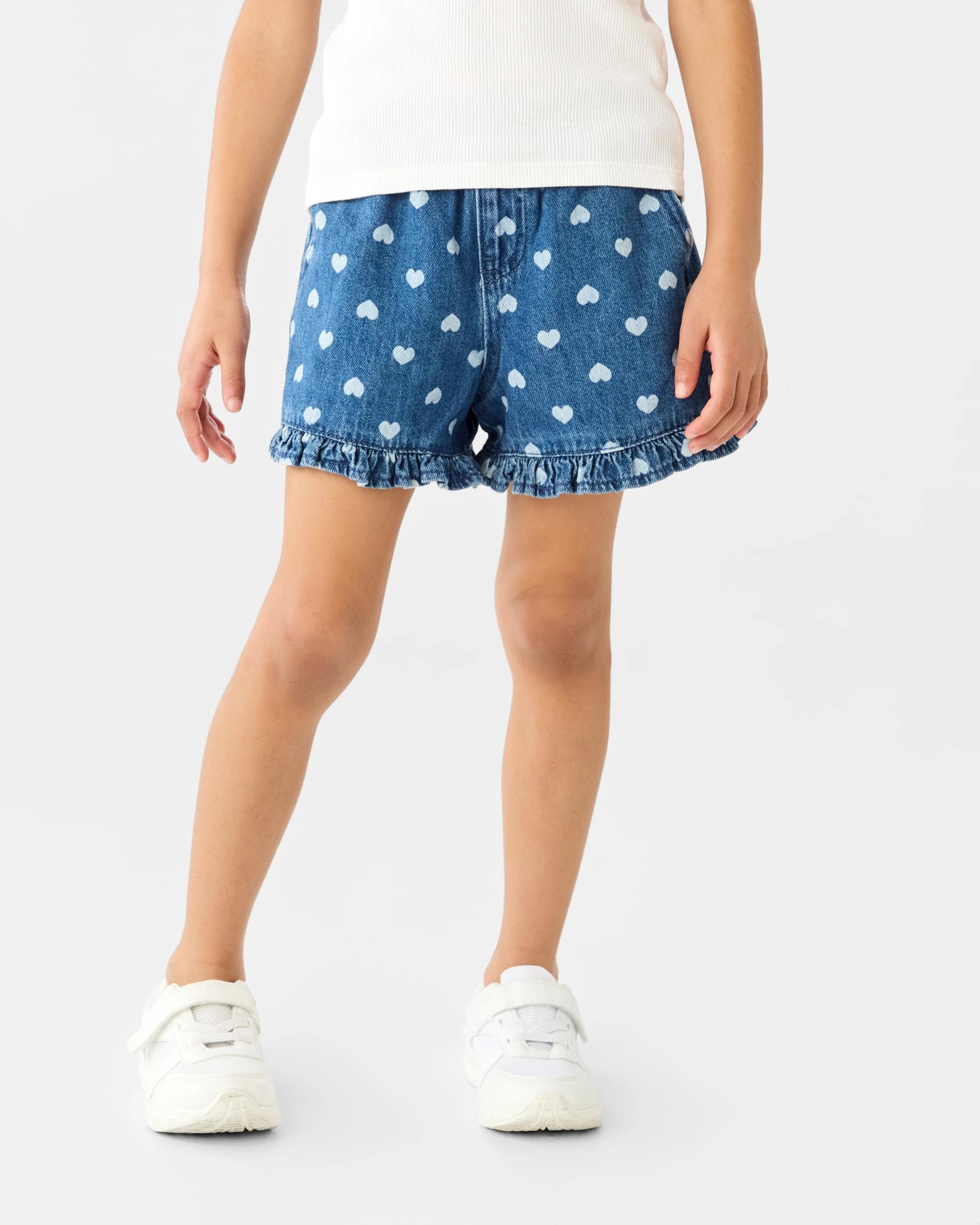 1 Printed Denim Shorts Blu Hearts, 1 of 7