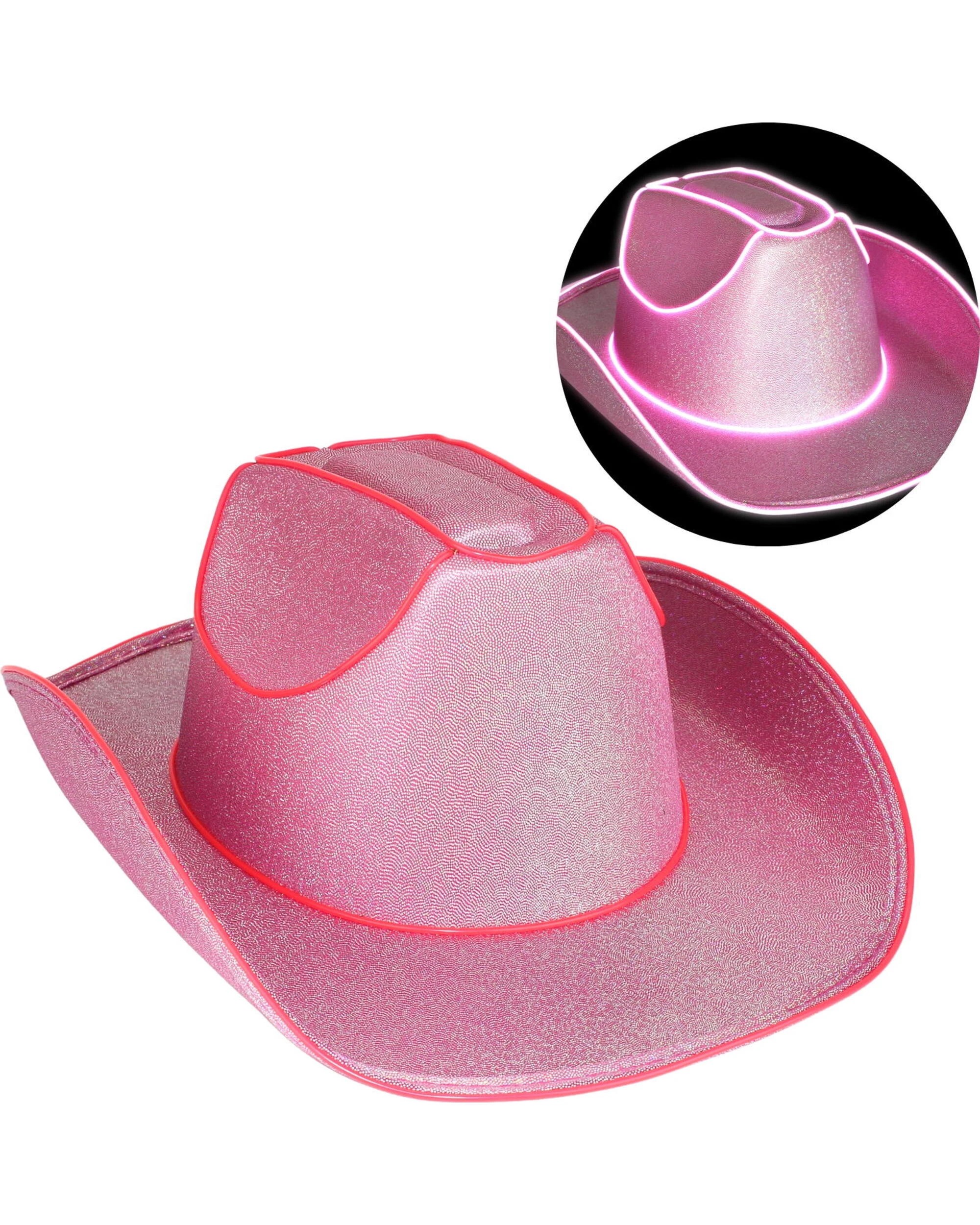 1 Party Planet Light Up Pink Adult Cowboy Hat - Pink, 1 of 2