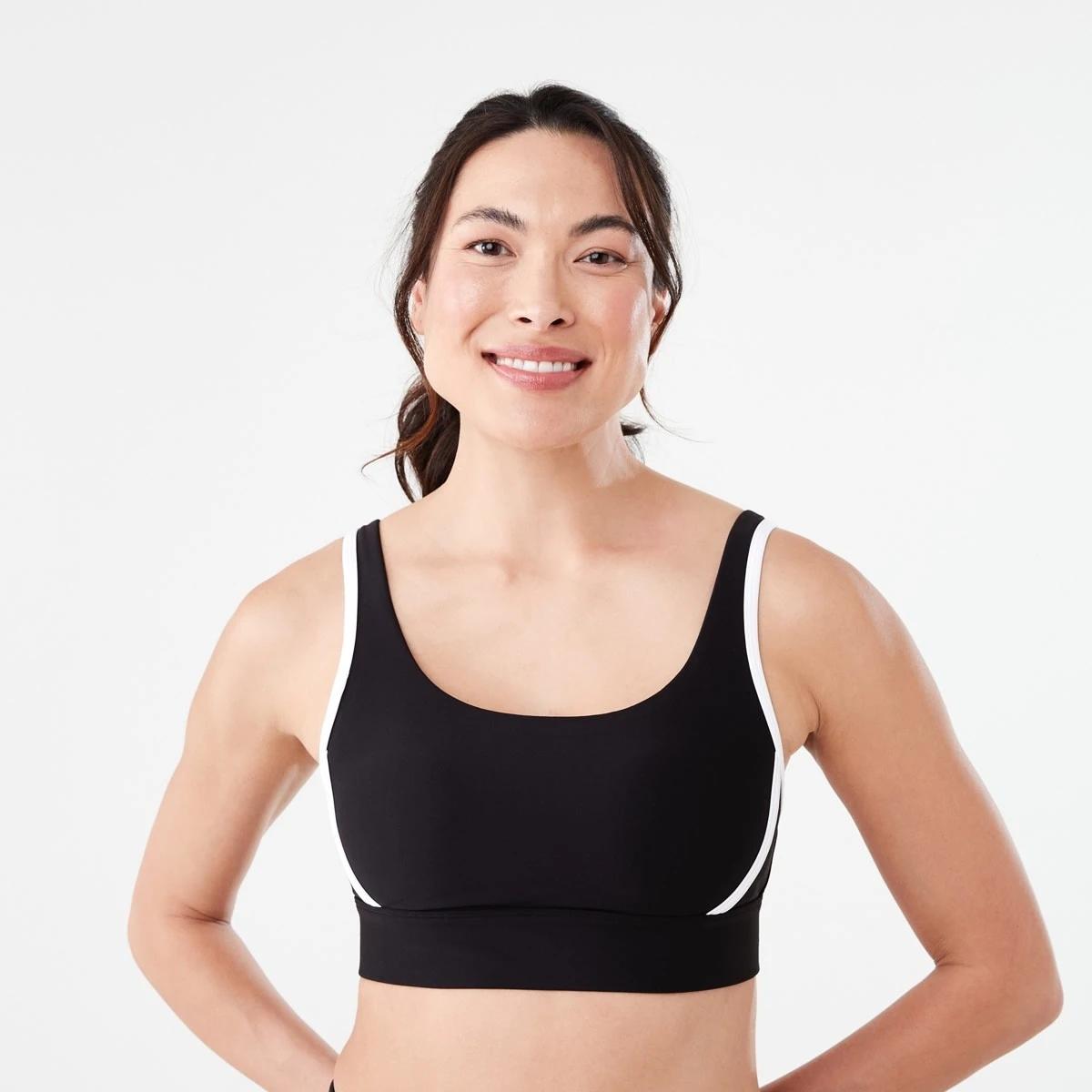 1 Sports Seamfree Crop Top BLACK, WHITE, 1 of 5