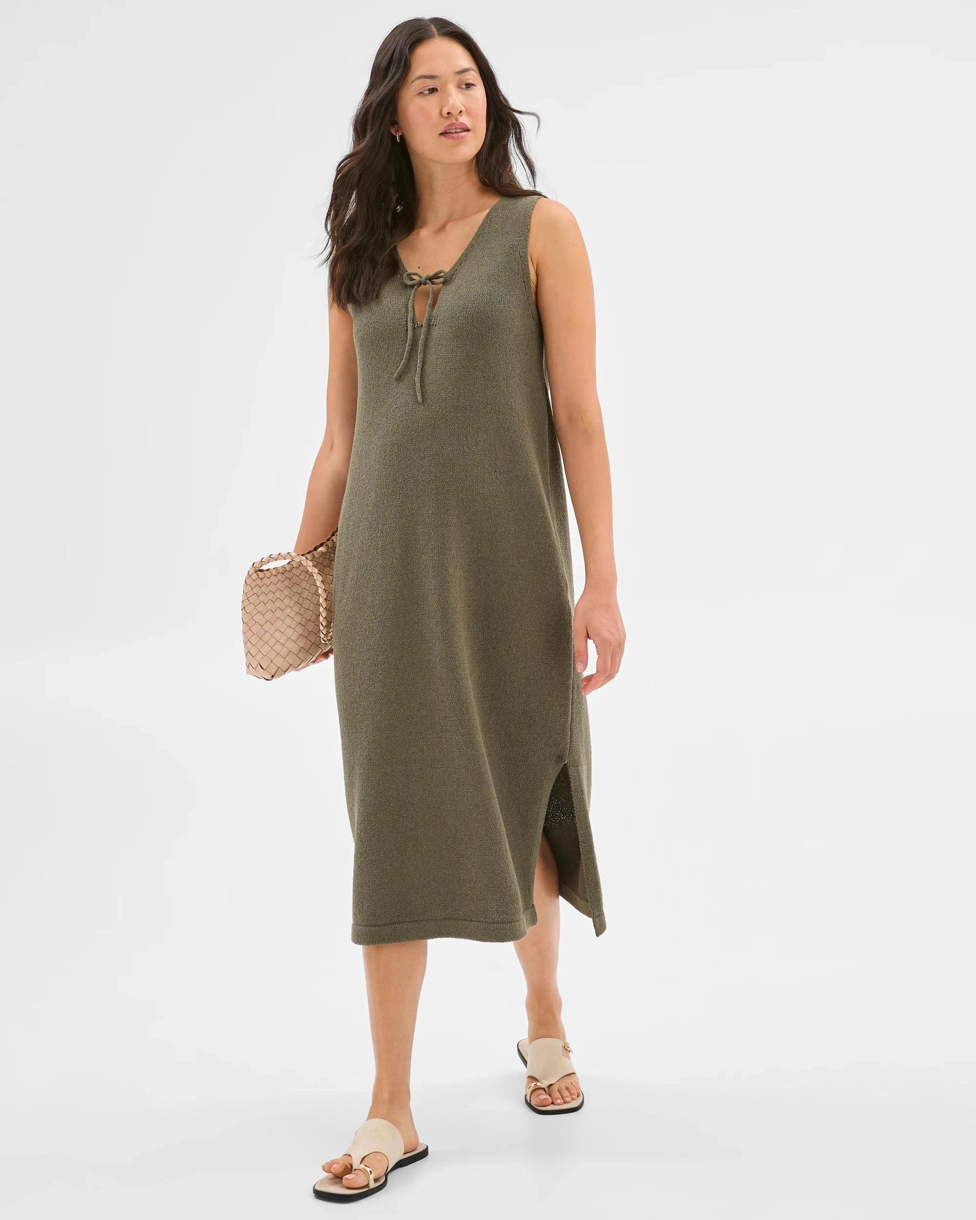 Target Woman Australian Cotton Blend Boucle Knit Midi Dress - Kmart