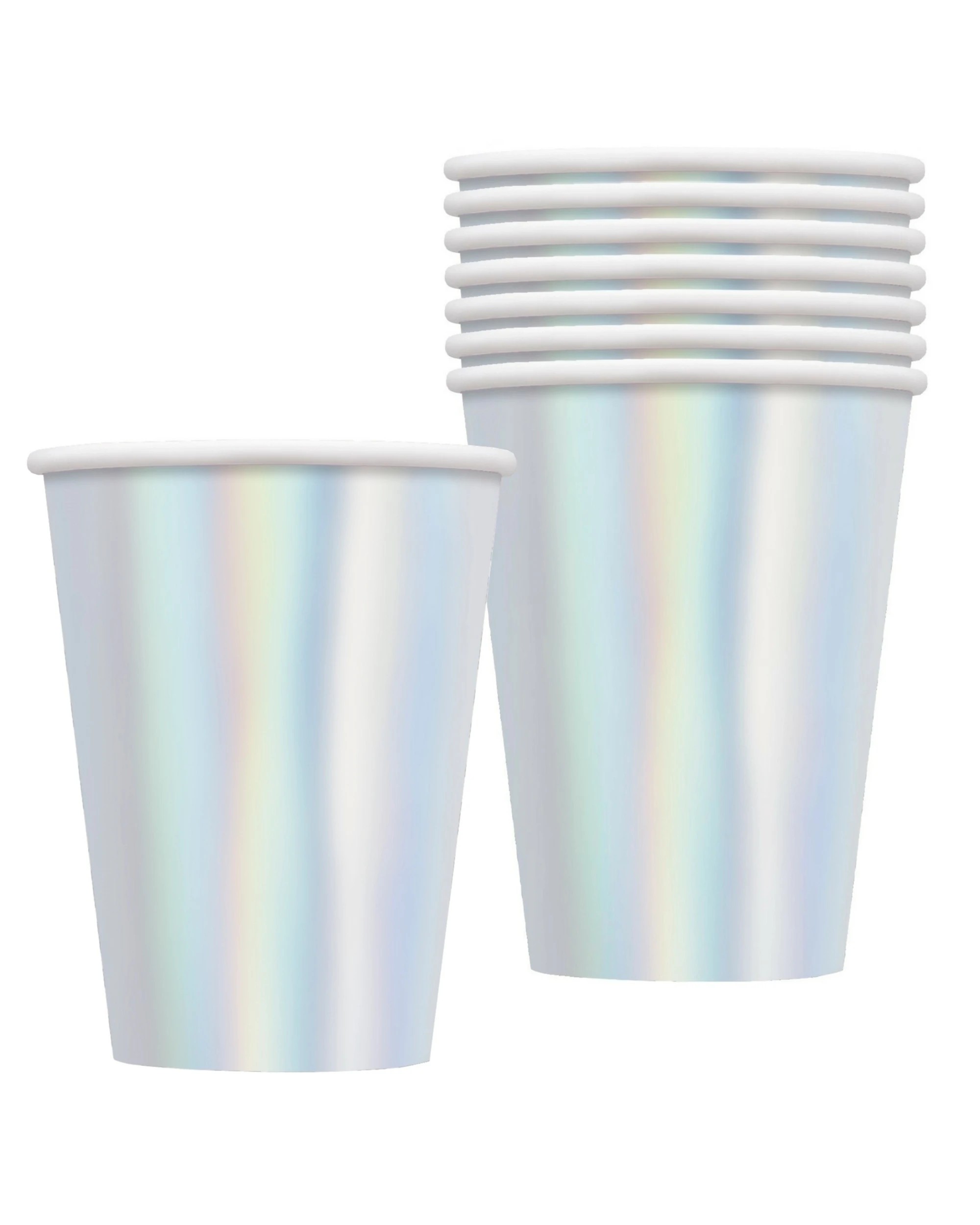 1 Unique Silver Iridescent Paper Cups Pack of 8 - Iridescent, 1 of 1