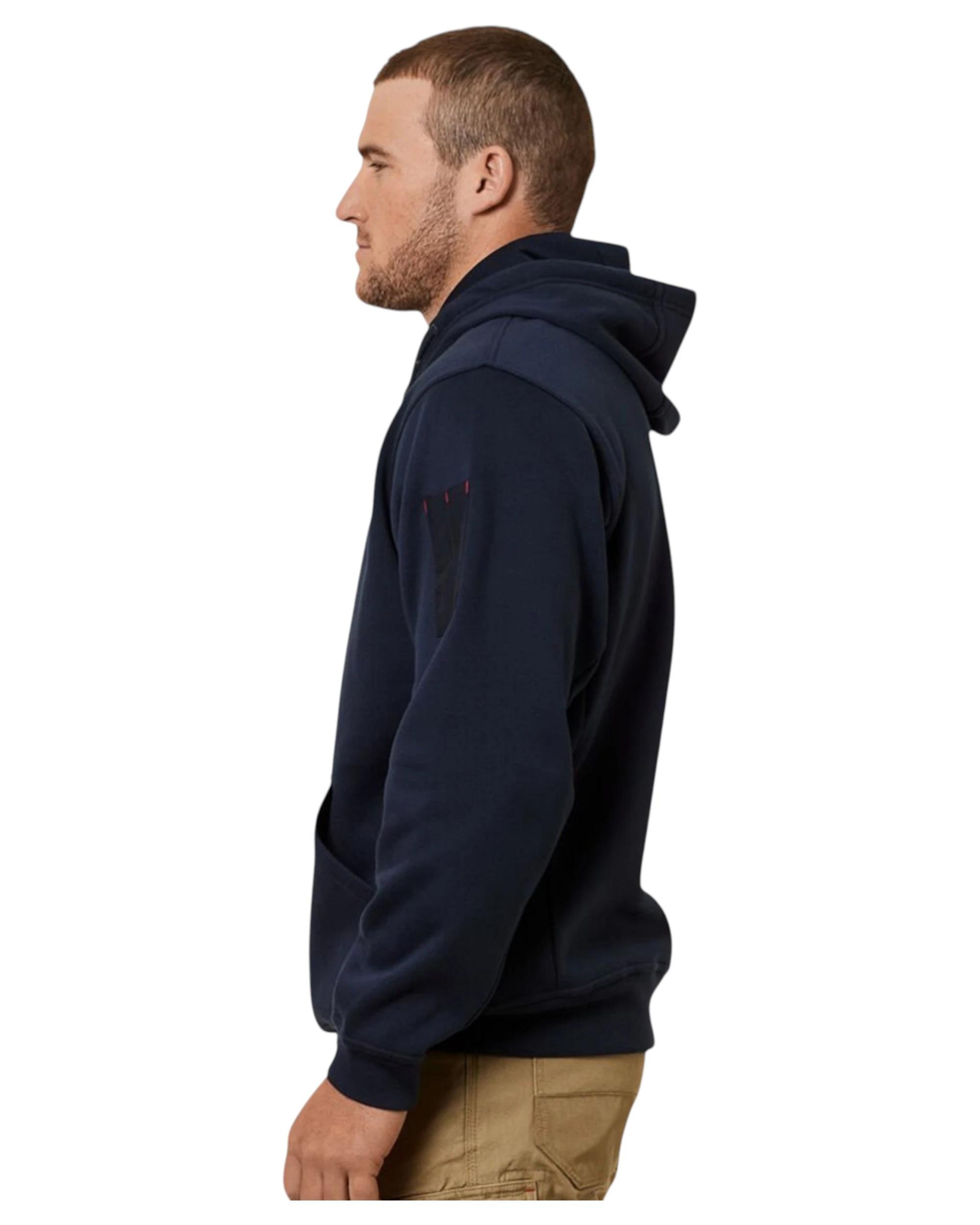 9 Hard Yakka Mens Brushed Fleece Hoodie Jumper Navy NAVY, 9 of 10