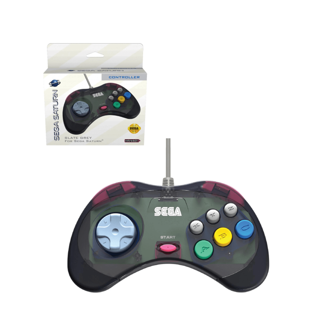 1 Retro-Bit Sega Saturn Wired Control Pad - Slate Grey - Grey, 1 of 4