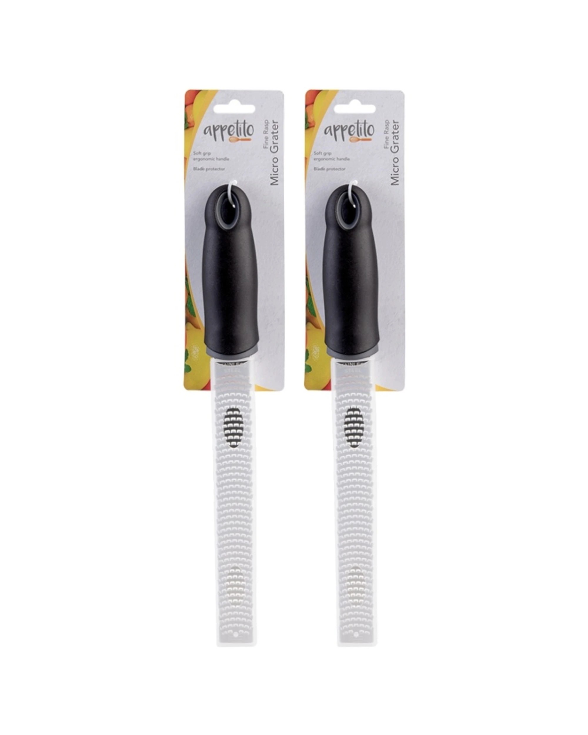 1 Appetito 2PK Stainless Steel Rasp Micro Grater Soft Grip Handle Fine Rasp Set - Multi, 1 of 7