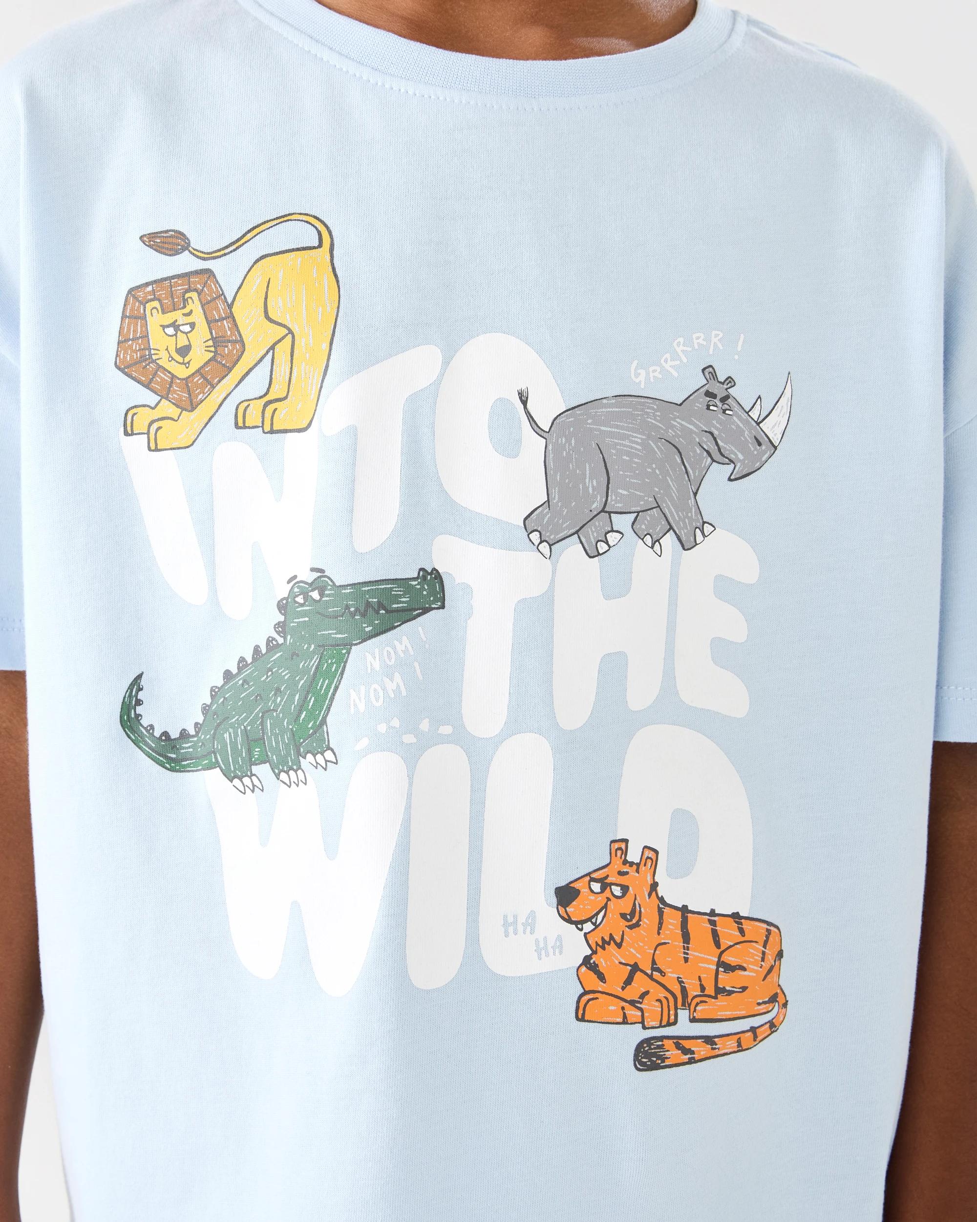 5 Short Sleeve Jersey Pyjama Set Blu Animal, 5 of 8