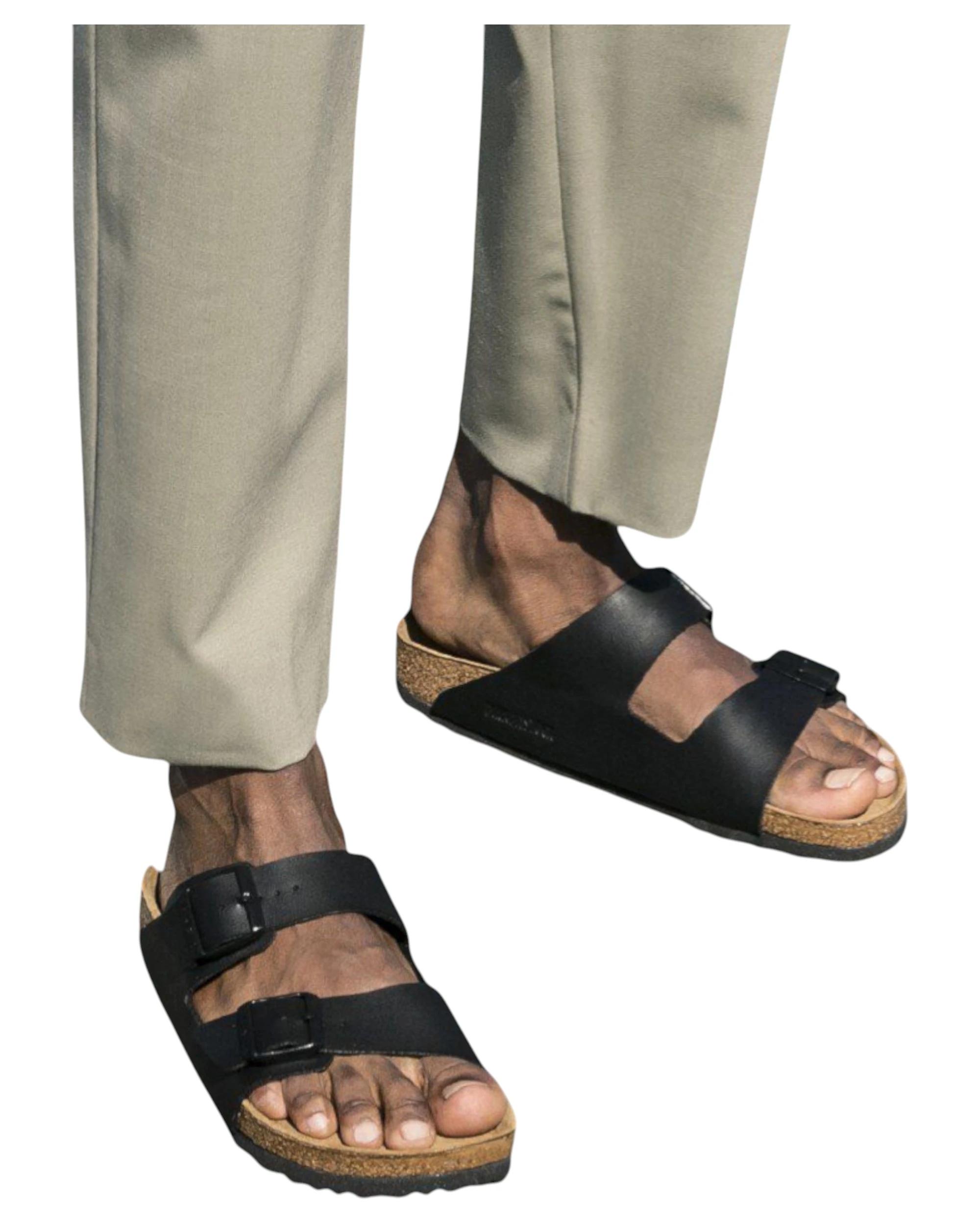 9 Birkenstock Mens Arizona SFB Birko Flor Regular Slip On Sandals BLACK, 9 of 9
