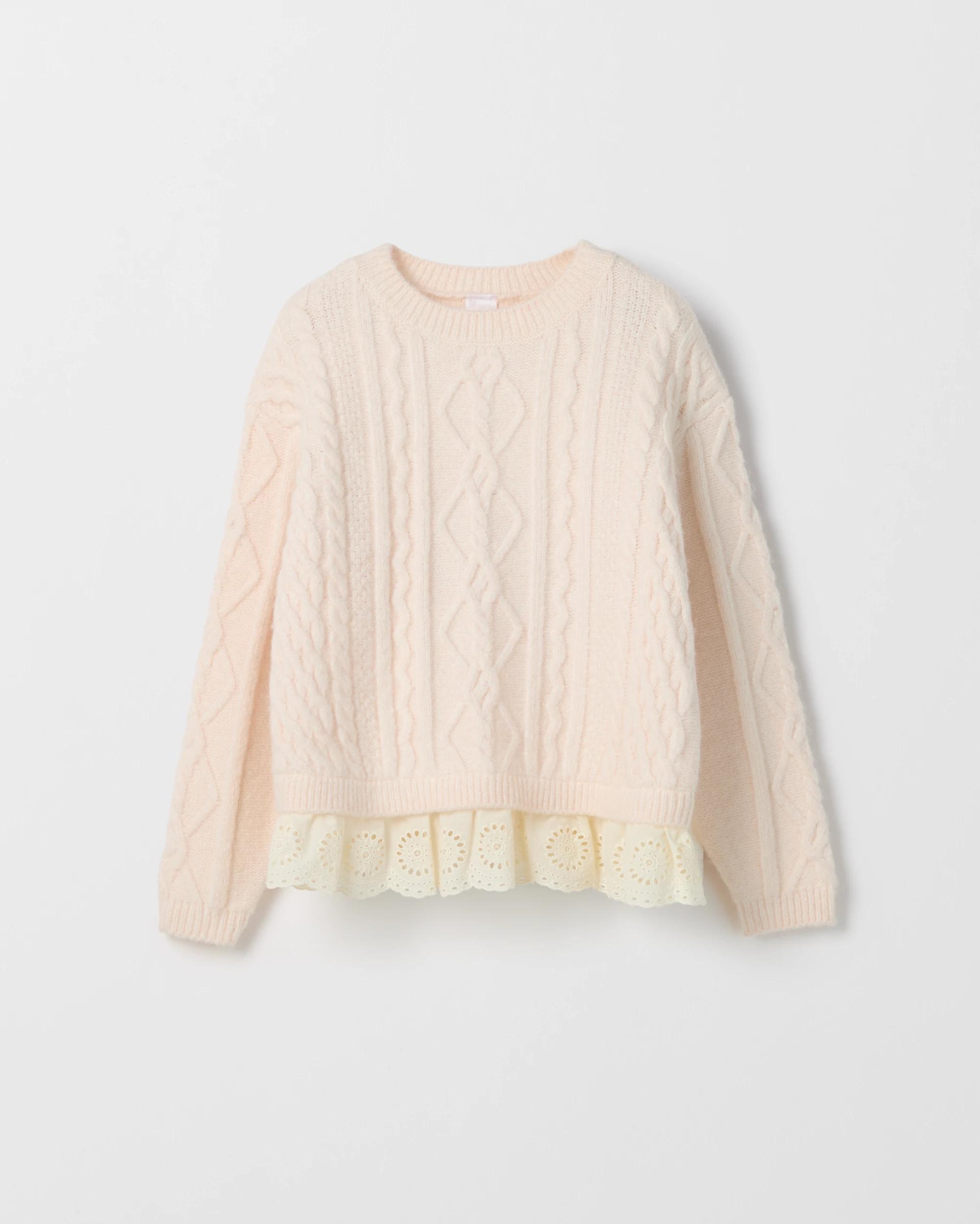 6 Target Kids Cable Knit Lace Hem Jumper CREAM, 6 of 7