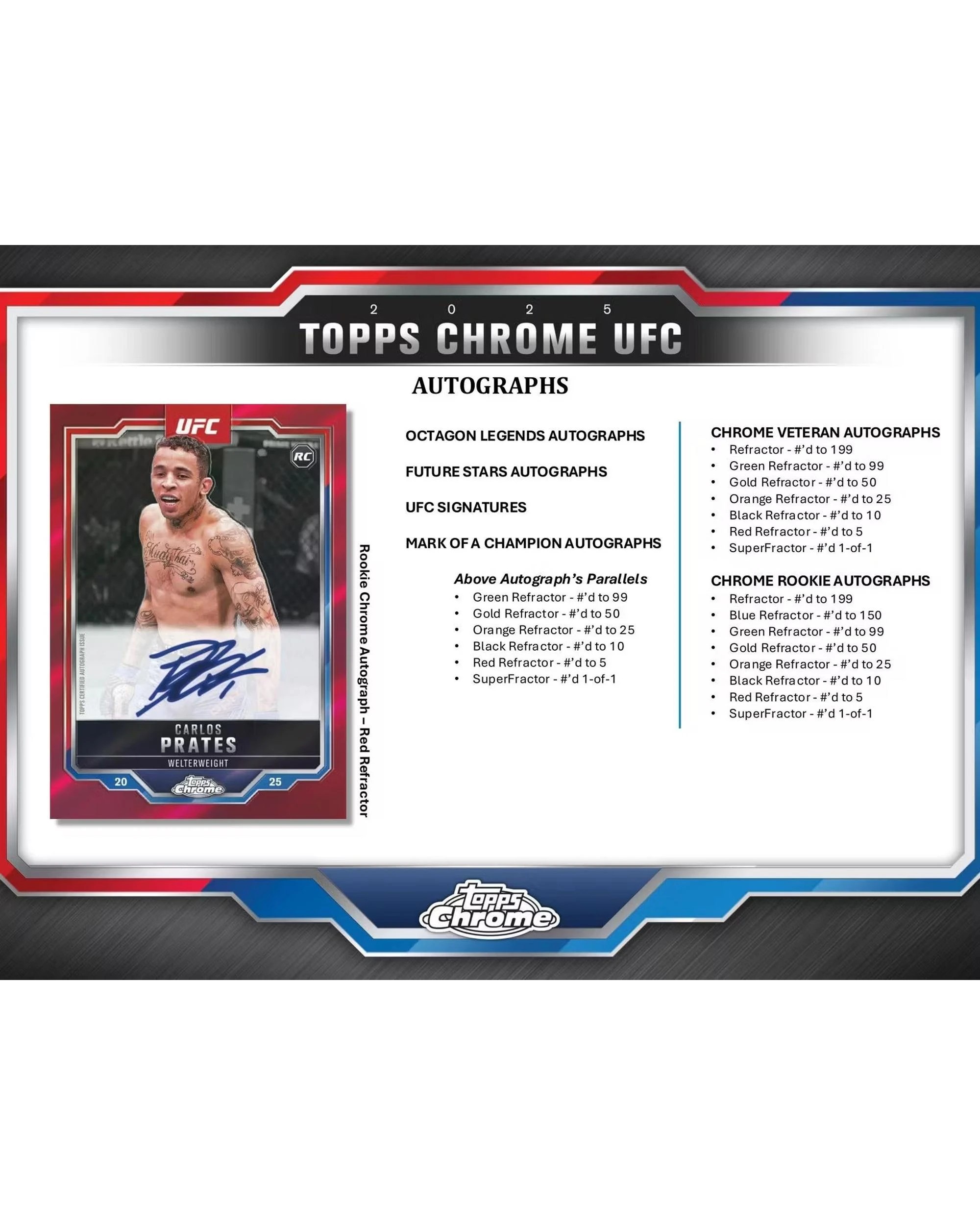 5 Topps 2025 Chrome UFC 6-Pack Value Blaster Box, 5 of 10