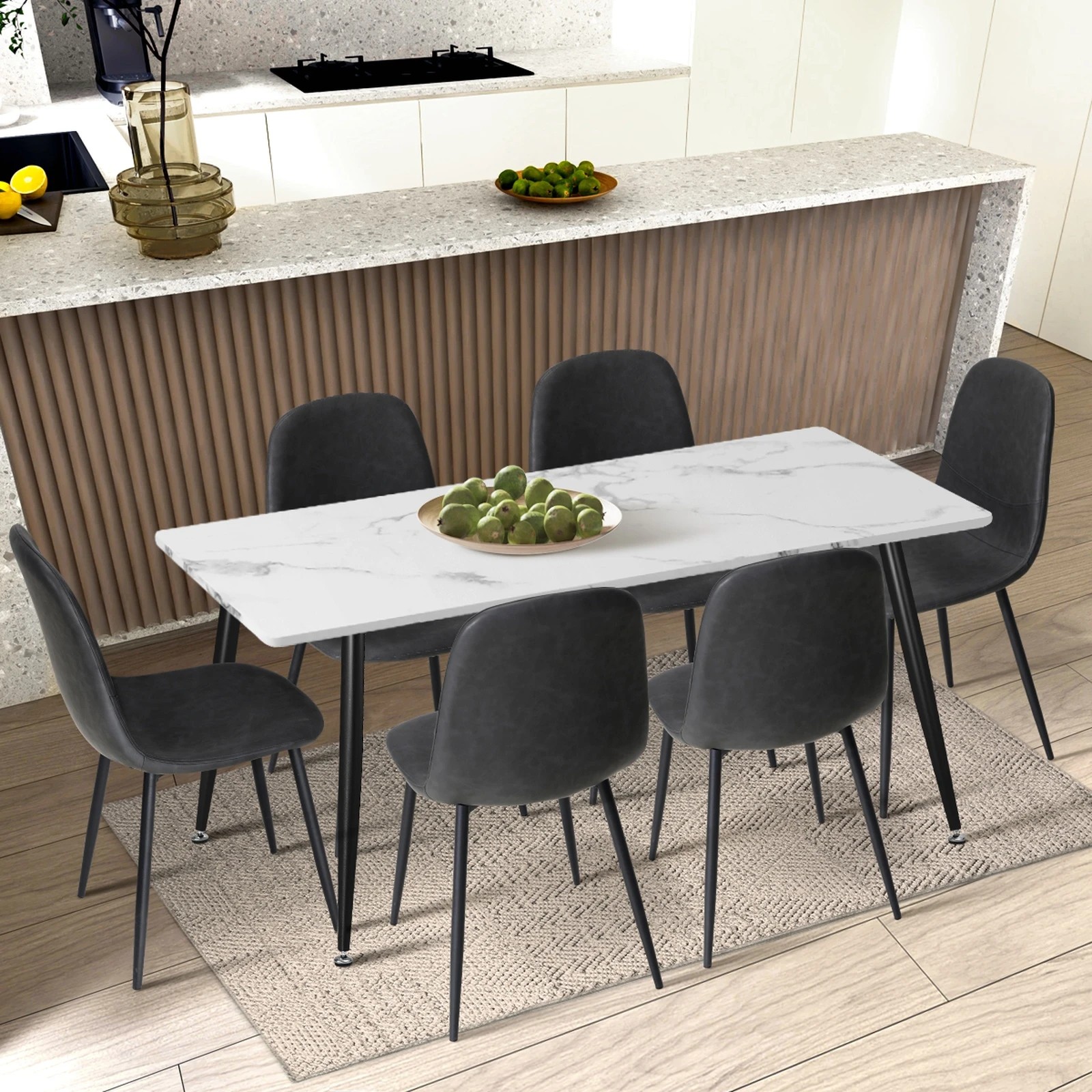 4 Oikiture 2x Dining Chairs Kitchen Accent Chair Lounge Room Pu Leather
 - Grey, 4 of 10