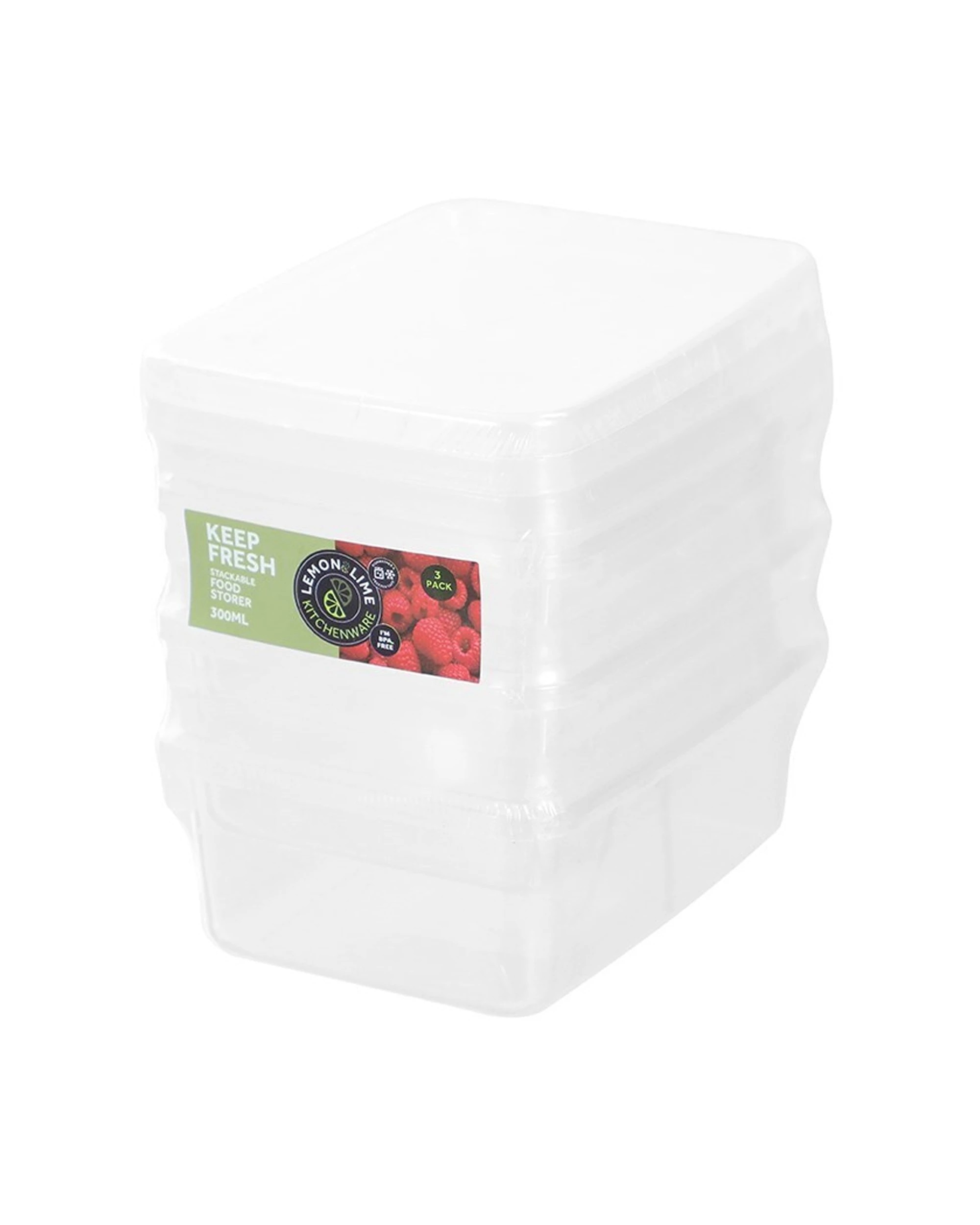2 3pk Lemon & Lime Keep Fresh 300ml/11cm Food Container Takeaway Storage Clear
 - Clear, 2 of 7