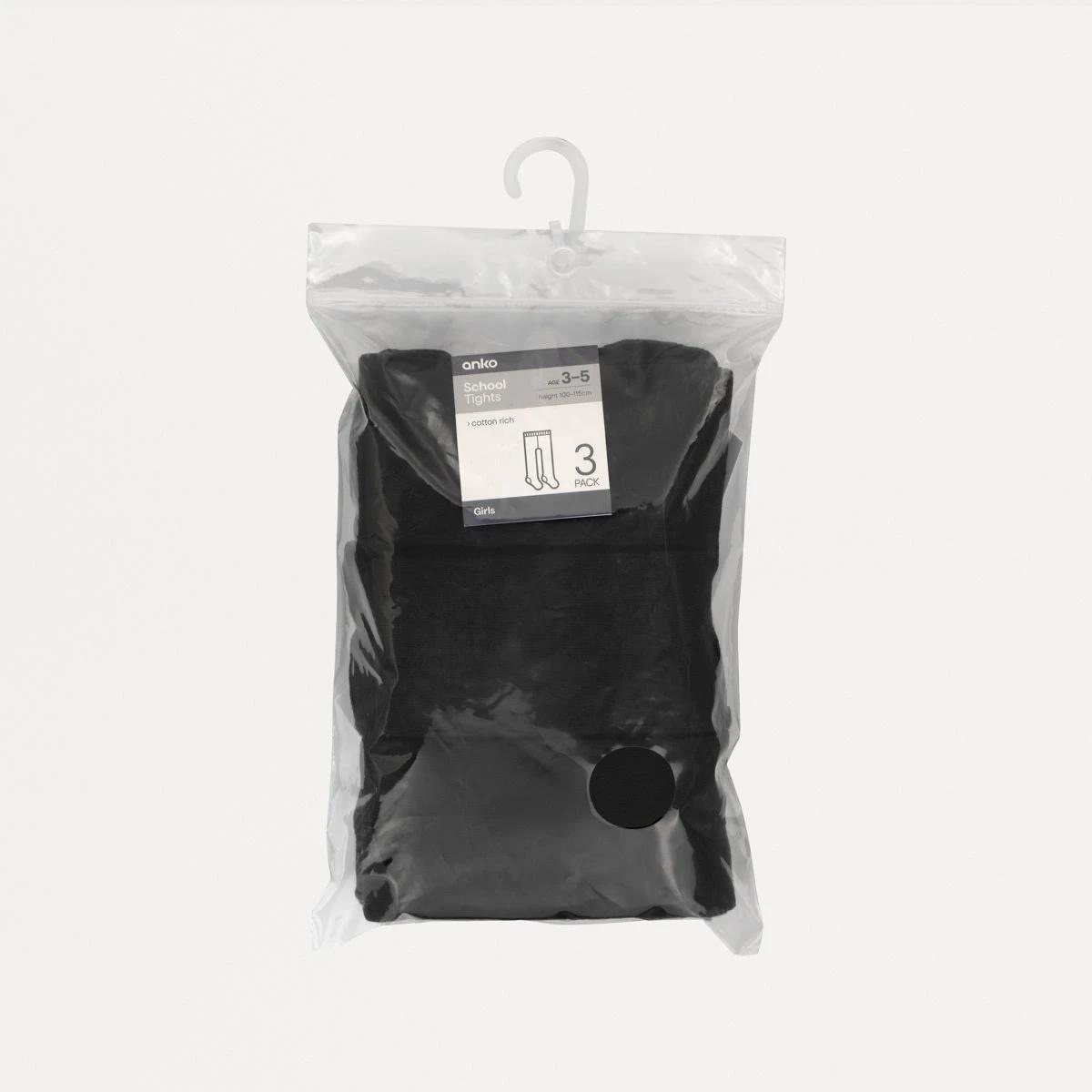 3 3 Pack School Cotton Rich Tights Black, 3 of 3