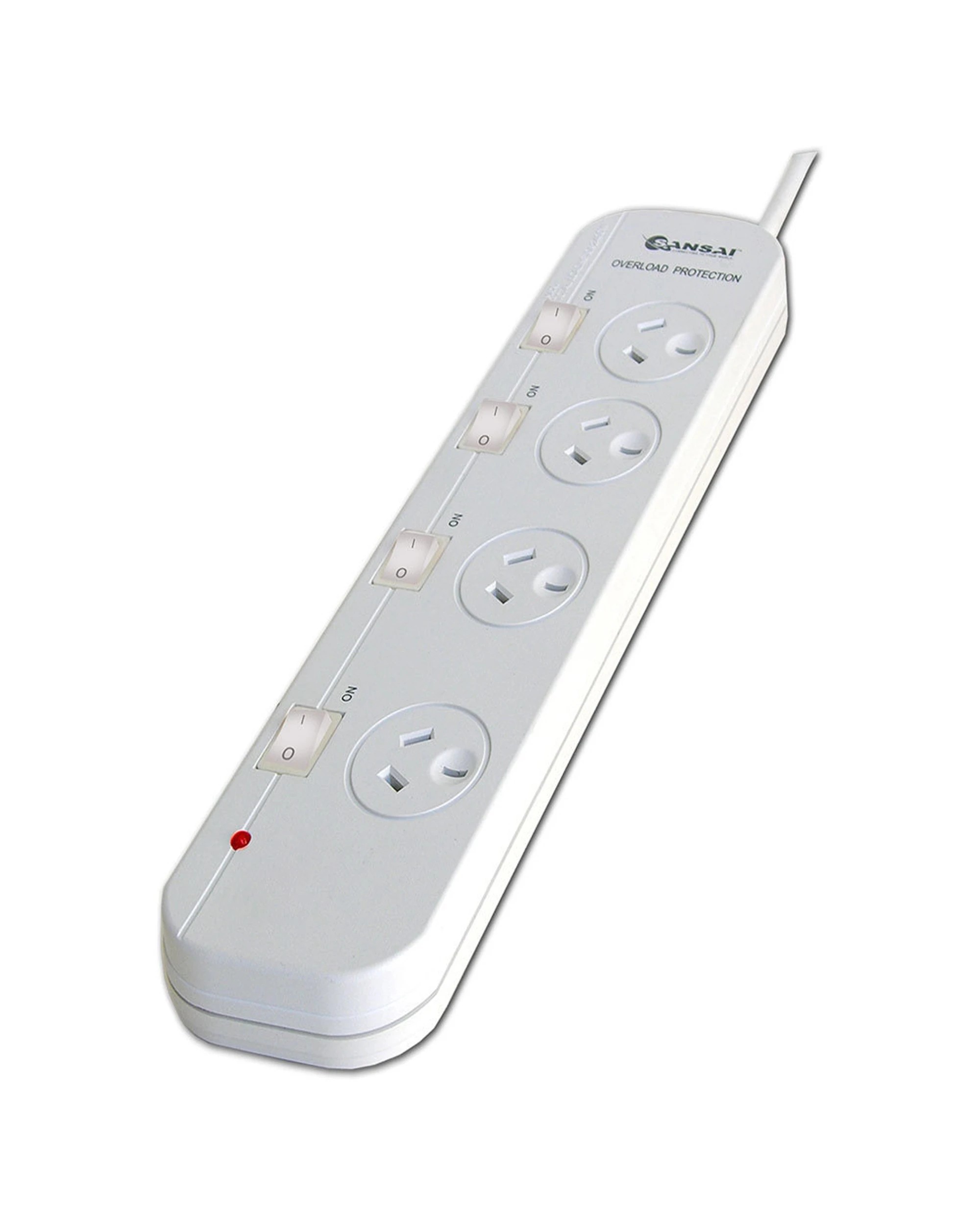 1 Sansai 4 Individual Switch Socket Outlet Powerboard With Overload Protection 2400W Max 10A - White, 1 of 2