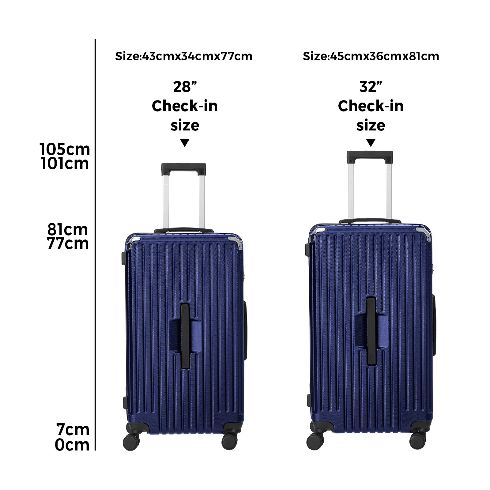 2 Mazam 2PCS Luggage Suitcase Trolley Set Travel TSA Lock Hard Shell Case - Blue, 2 of 6