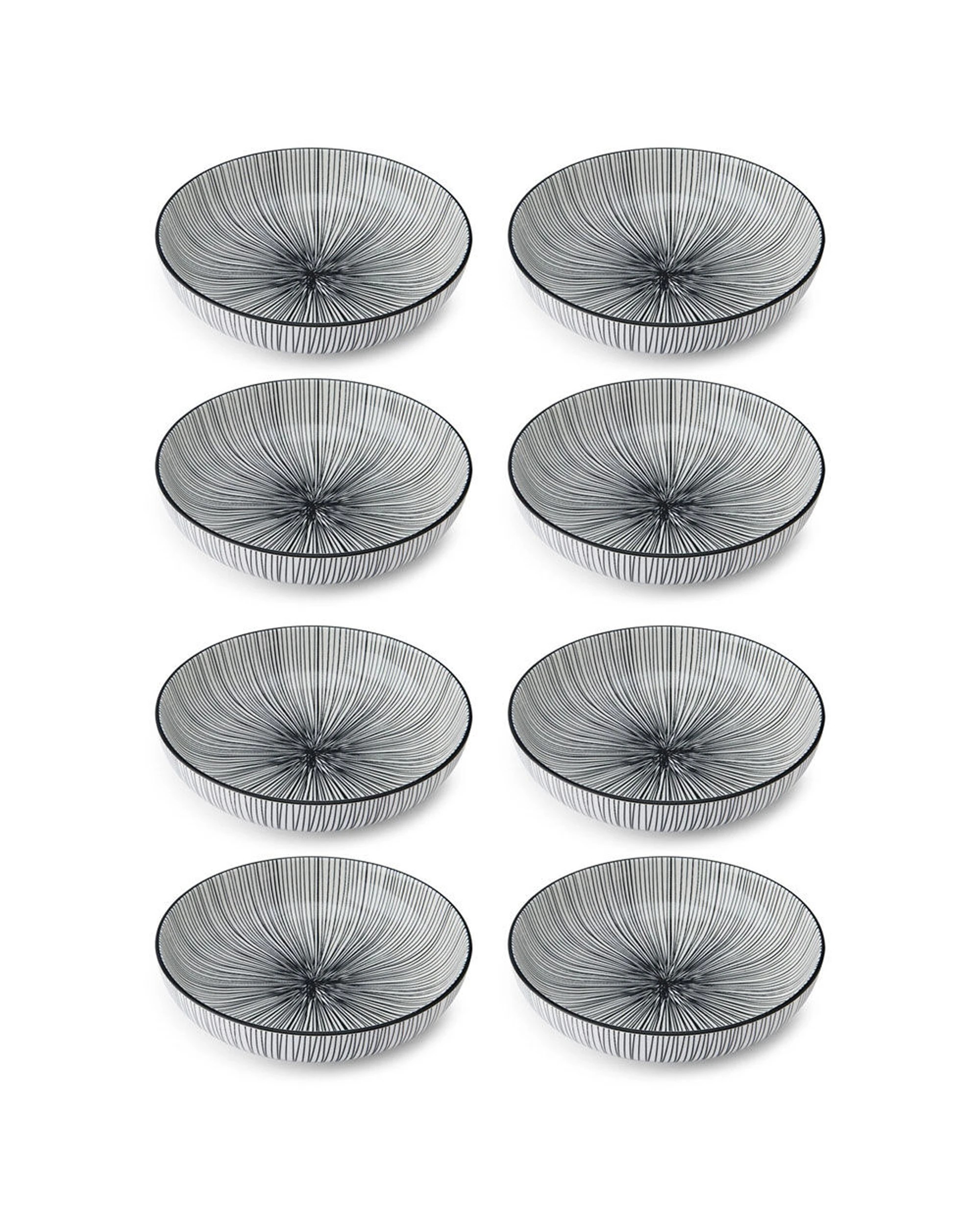 1 Mikasa 8PK Stripe Ceramic Bowl Round Dinnerware Stoneware 21cm - Black, 1 of 7