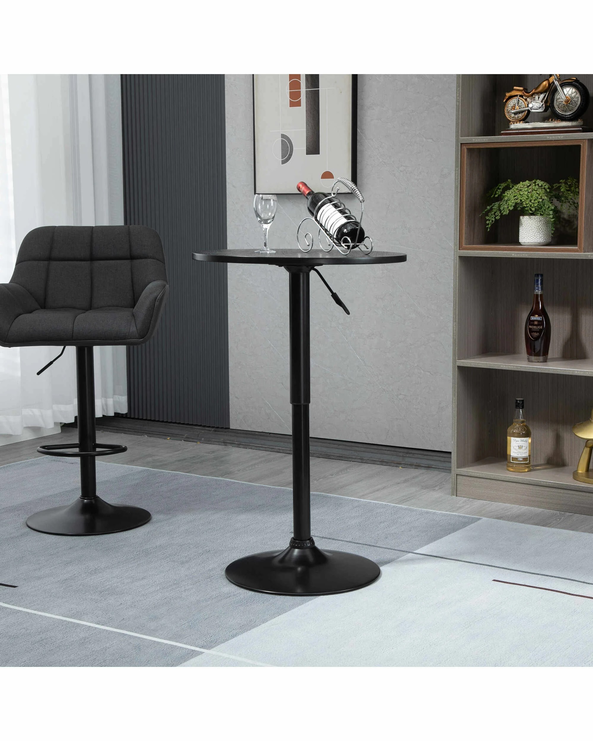 3 IHOMDEC Walnut Wood Round Bar Table - Black - Black, 3 of 10