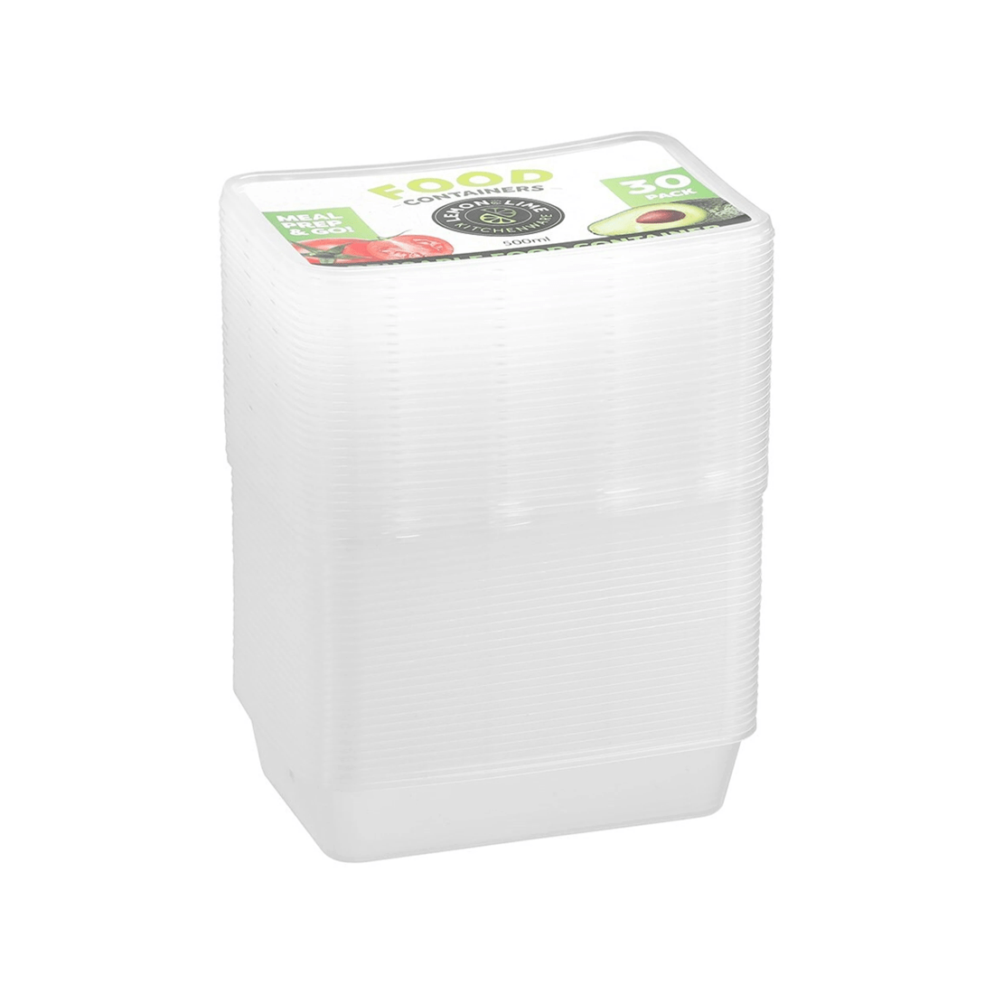 2 30pk Lemon & Lime Reusable 500ml Rectangle Food Container/storage W/ Lid Clear
 - Clear, 2 of 5