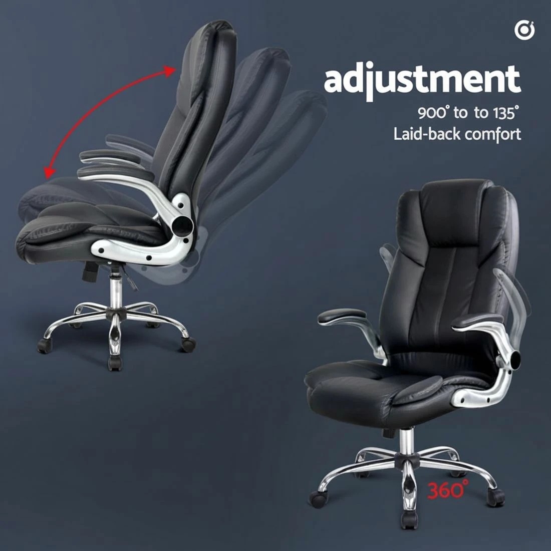 6 Artiss Executive Office Chair Leather Tilt - Black, 6 of 10