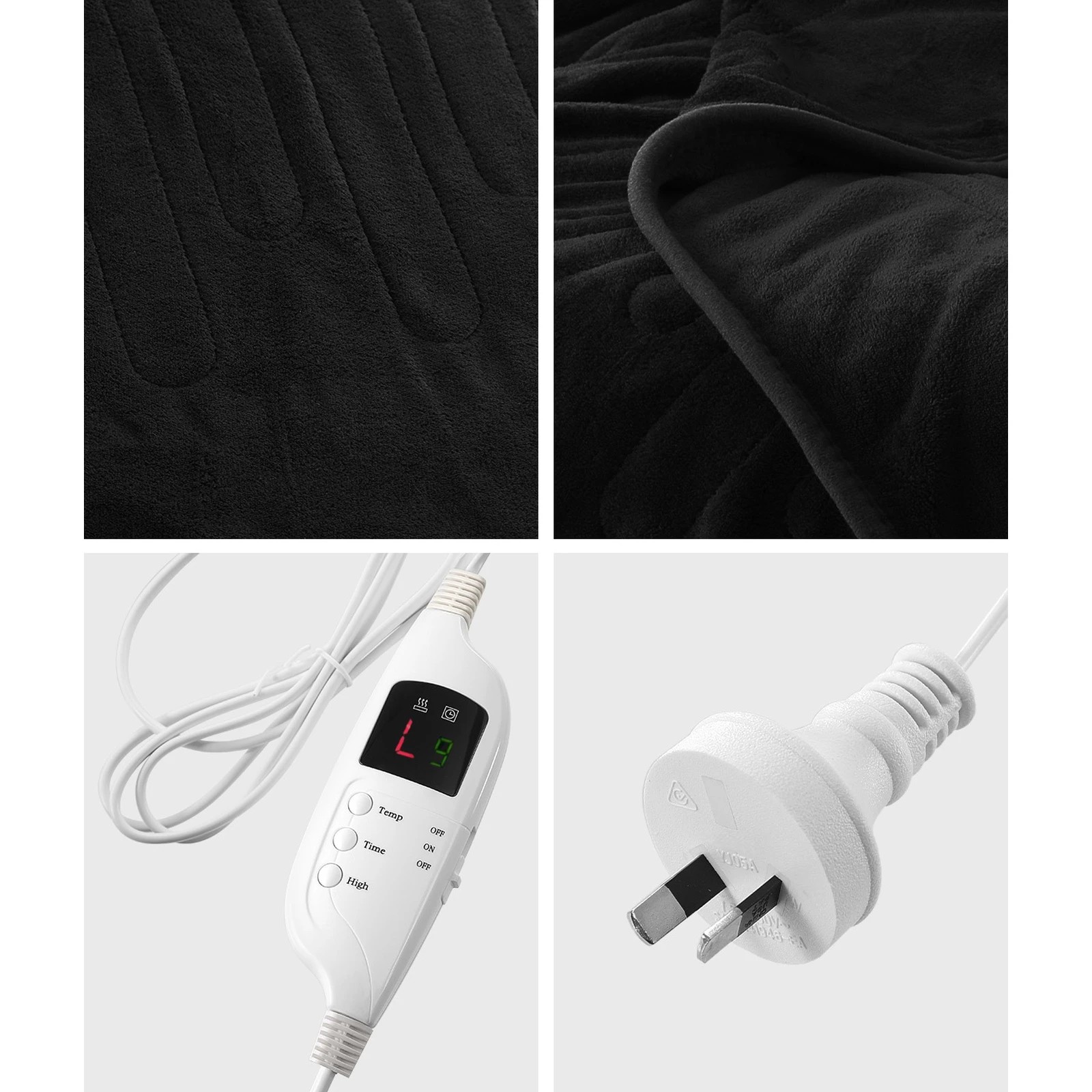 7 Bedra Bedding Washable Electric Heated Throw Rug Flannel Snuggle Blanket Winter Warm - Black, 7 of 10