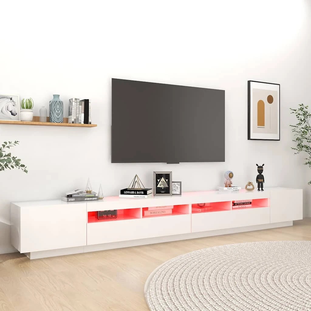 4 Vidaxl Tv Cabinet Tv Cabinet With Led Light - White, 4 of 10