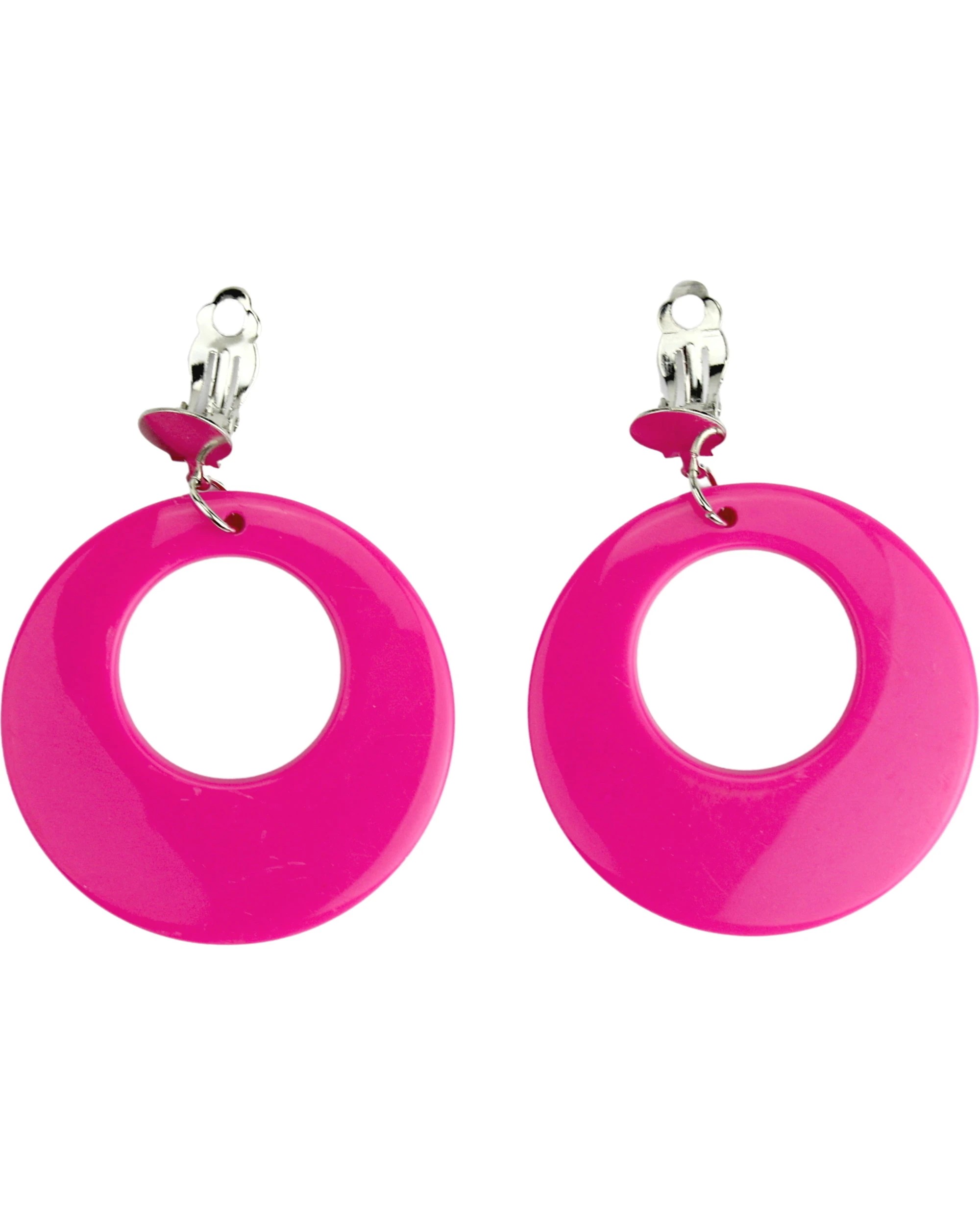 1 JD Party 80's Neon Hot Pink Clip on Earrings - One Size - Pink, 1 of 2