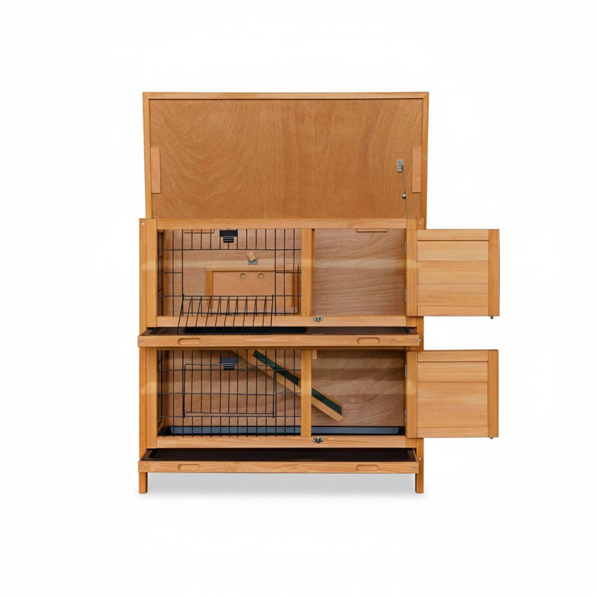 8 i.Pet Rabbit Hutch Chicken Coop Large Wooden House Run Cage - Brown, 8 of 9