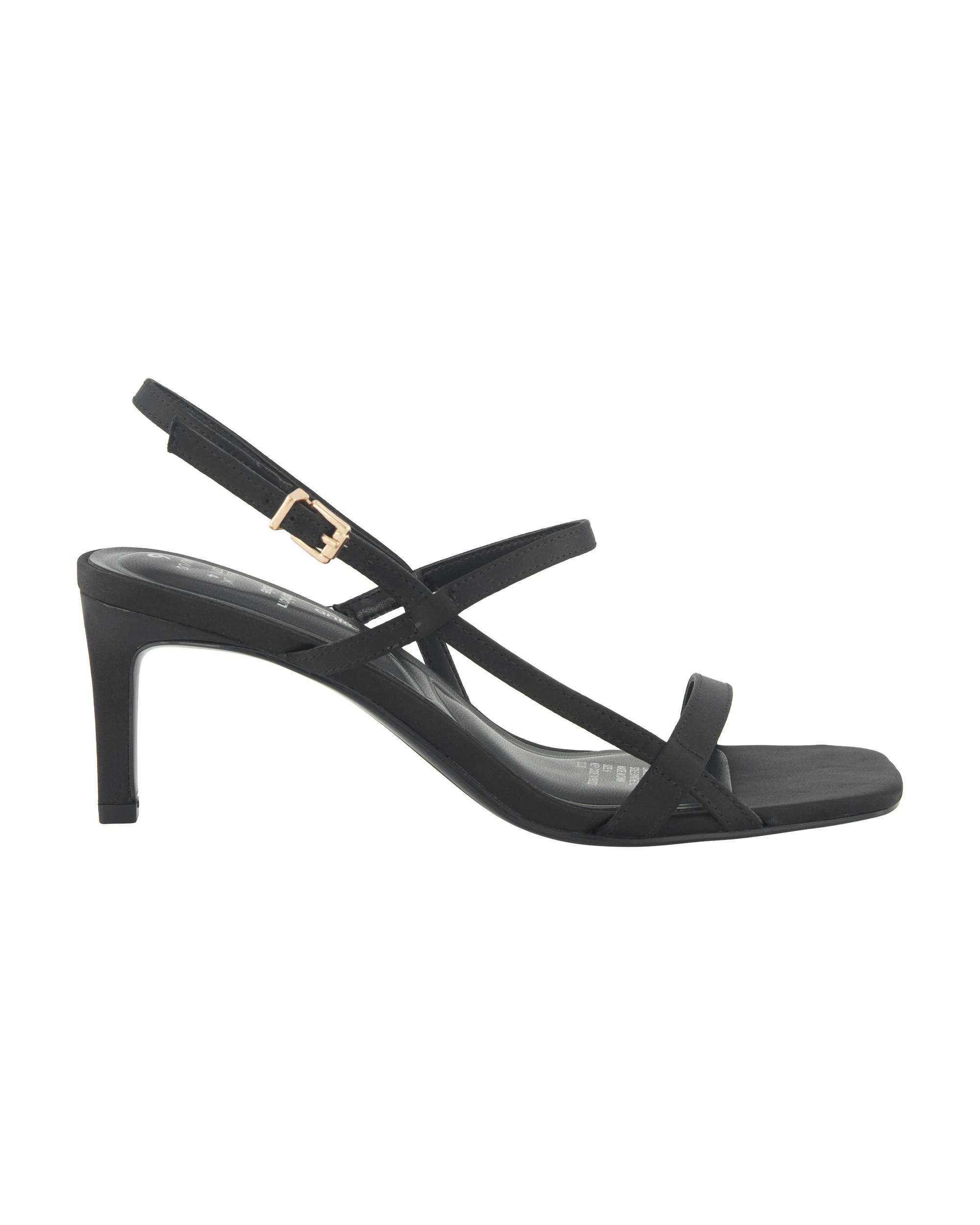 1 Satin Strap Heel Sandals Black, 1 of 5