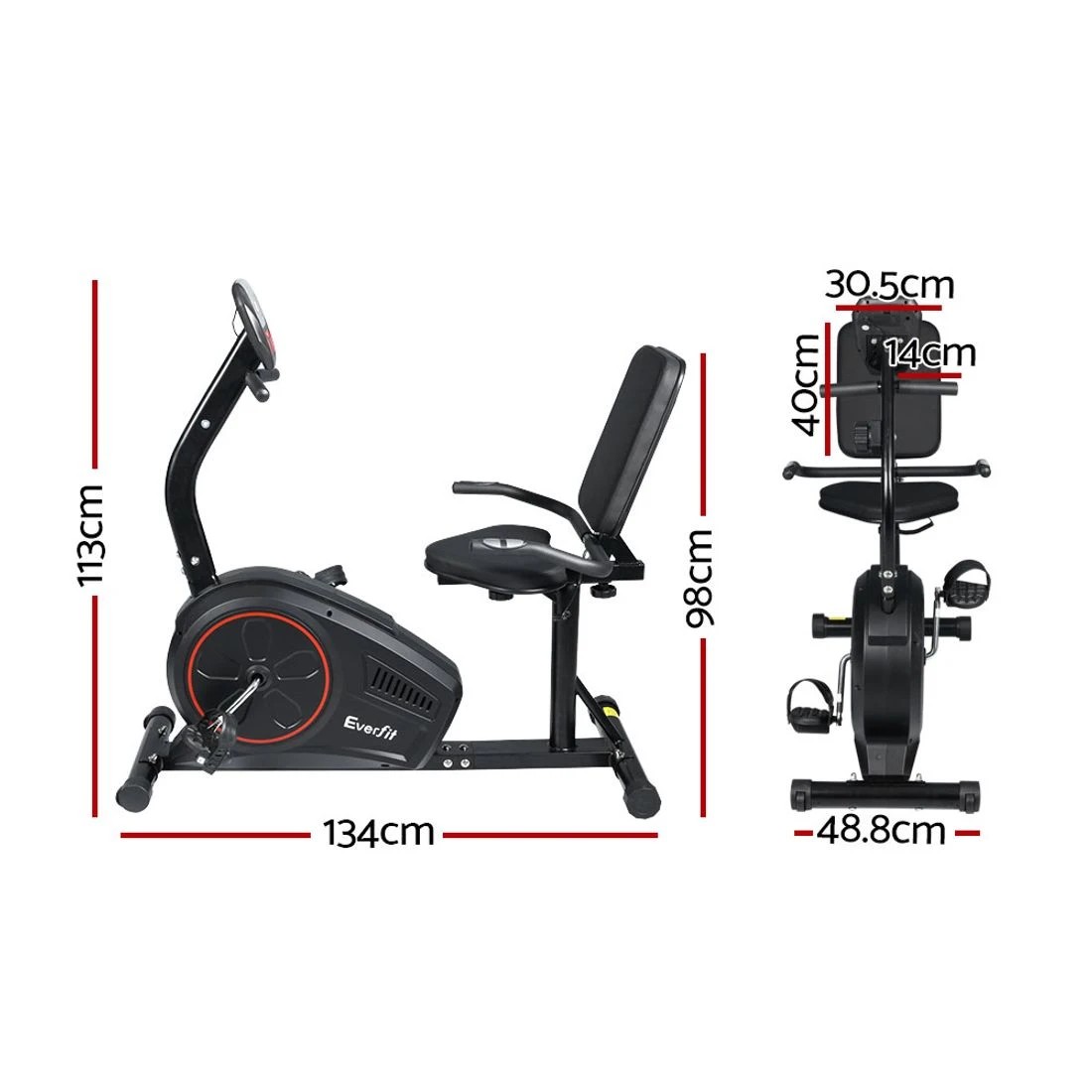 2 Everfit Exercise Bike Magnetic Recumbent Indoor Cycling Home Gym Cardio 8 - Black, 2 of 7