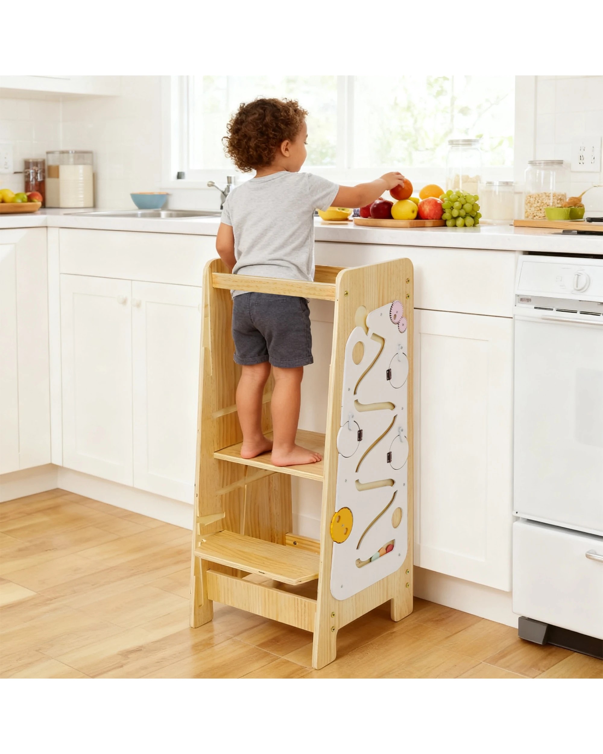 3 Advwin Toddler Kitchen Step Stool Learning Tower Wooden, 3 of 10
