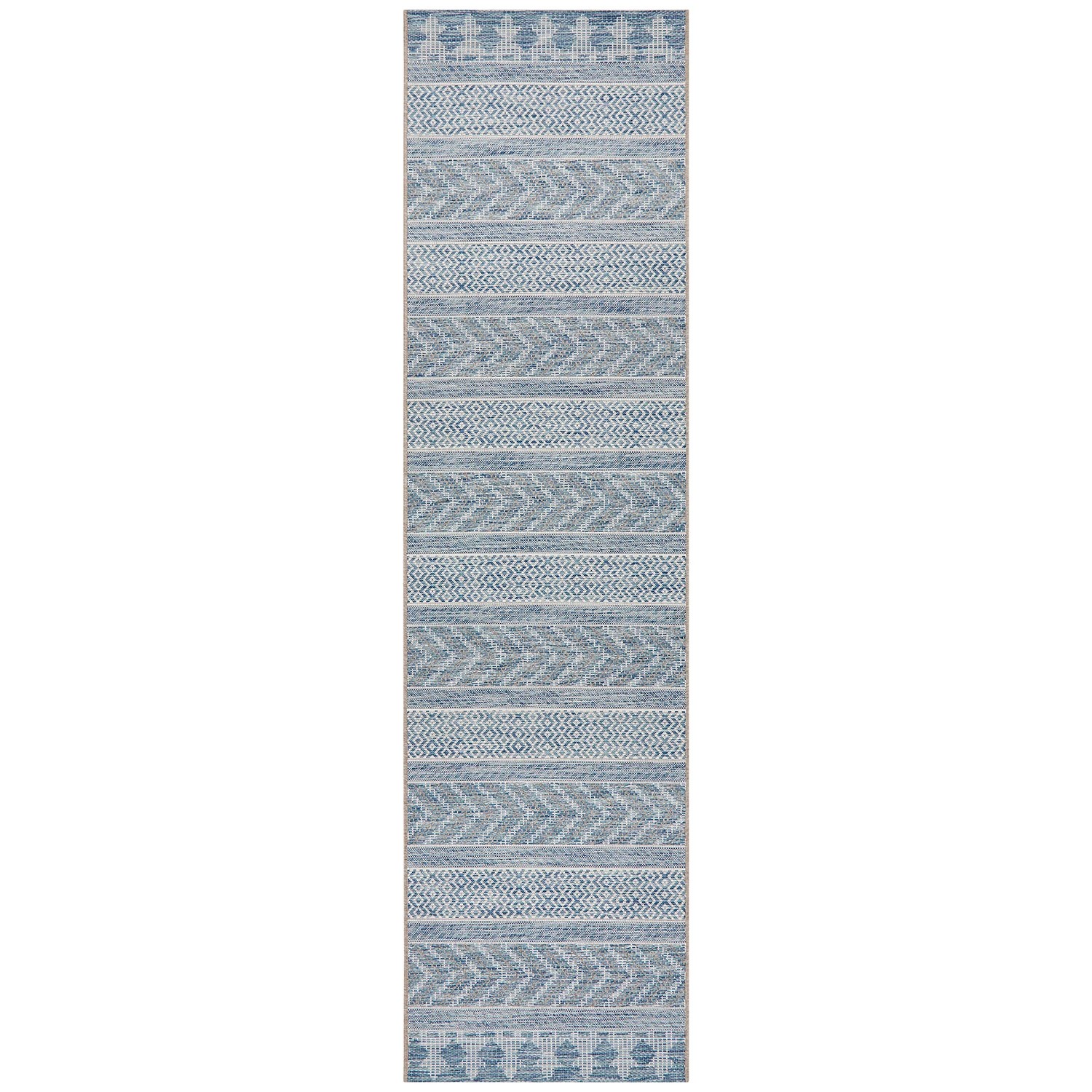 1 Common Ground Rugs Portico 5505 Outdoor 300x80cm Runner - Medium Pet Friendly Rug - Blue, 1 of 7