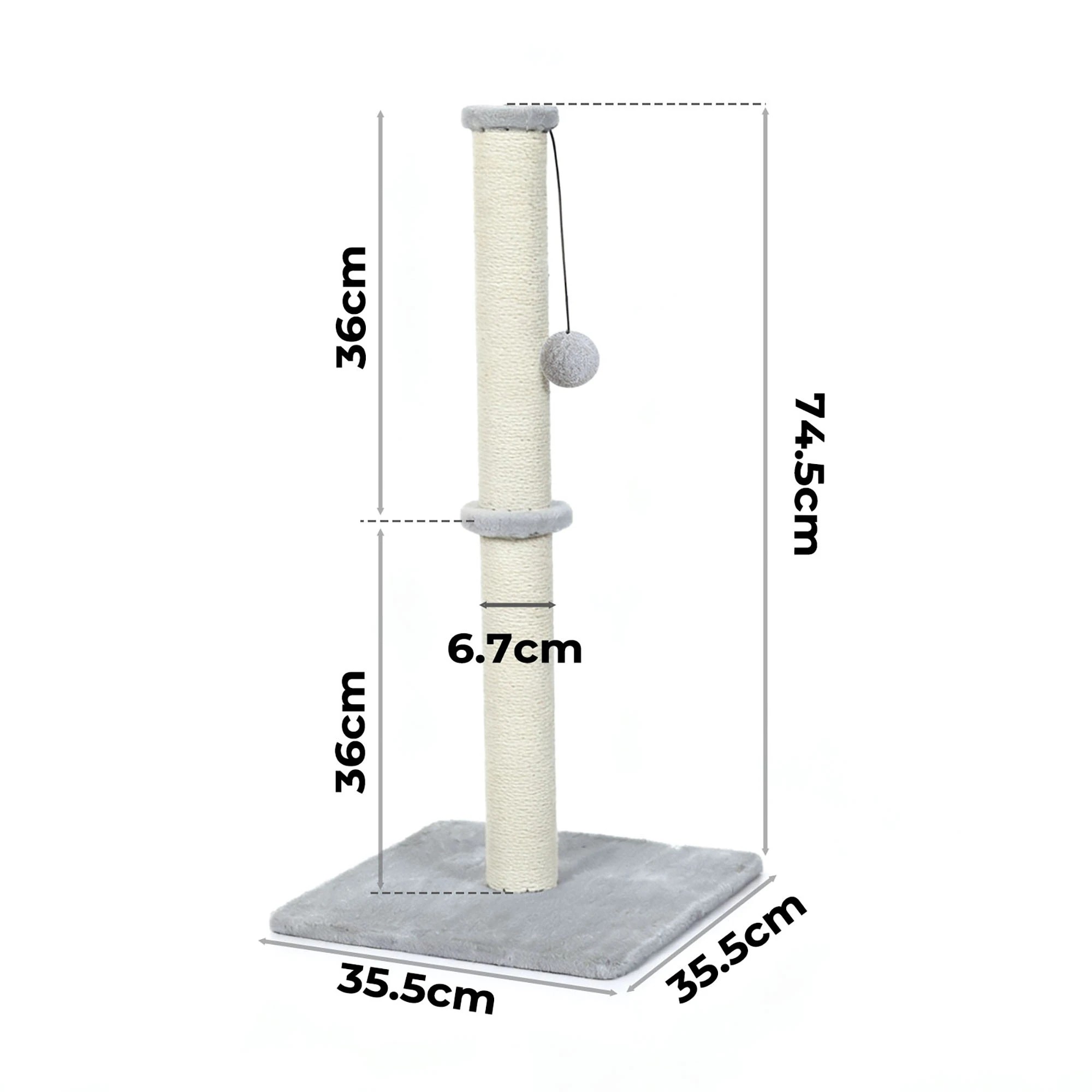 3 Pawz Cat Scratching Post 74cm - Grey, 3 of 9
