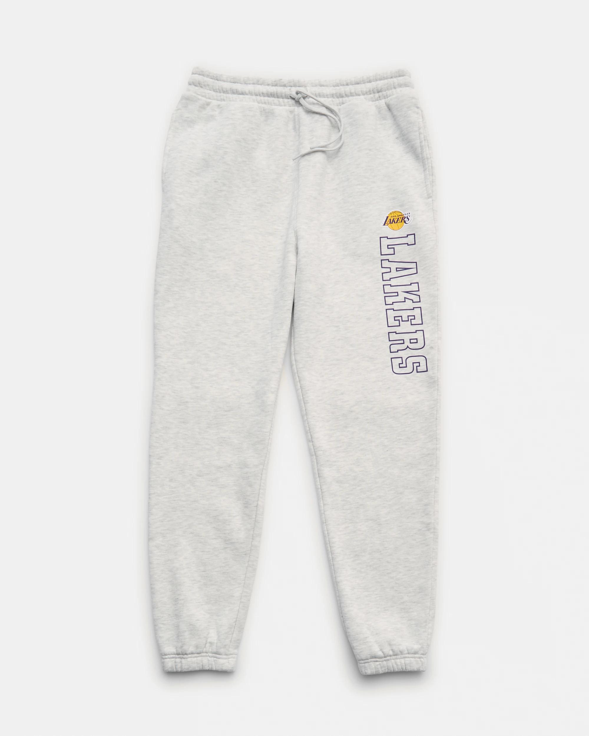 1 Official NBA Adult Lounge Trackpants WHITE MARLE LAKERS, 1 of 4