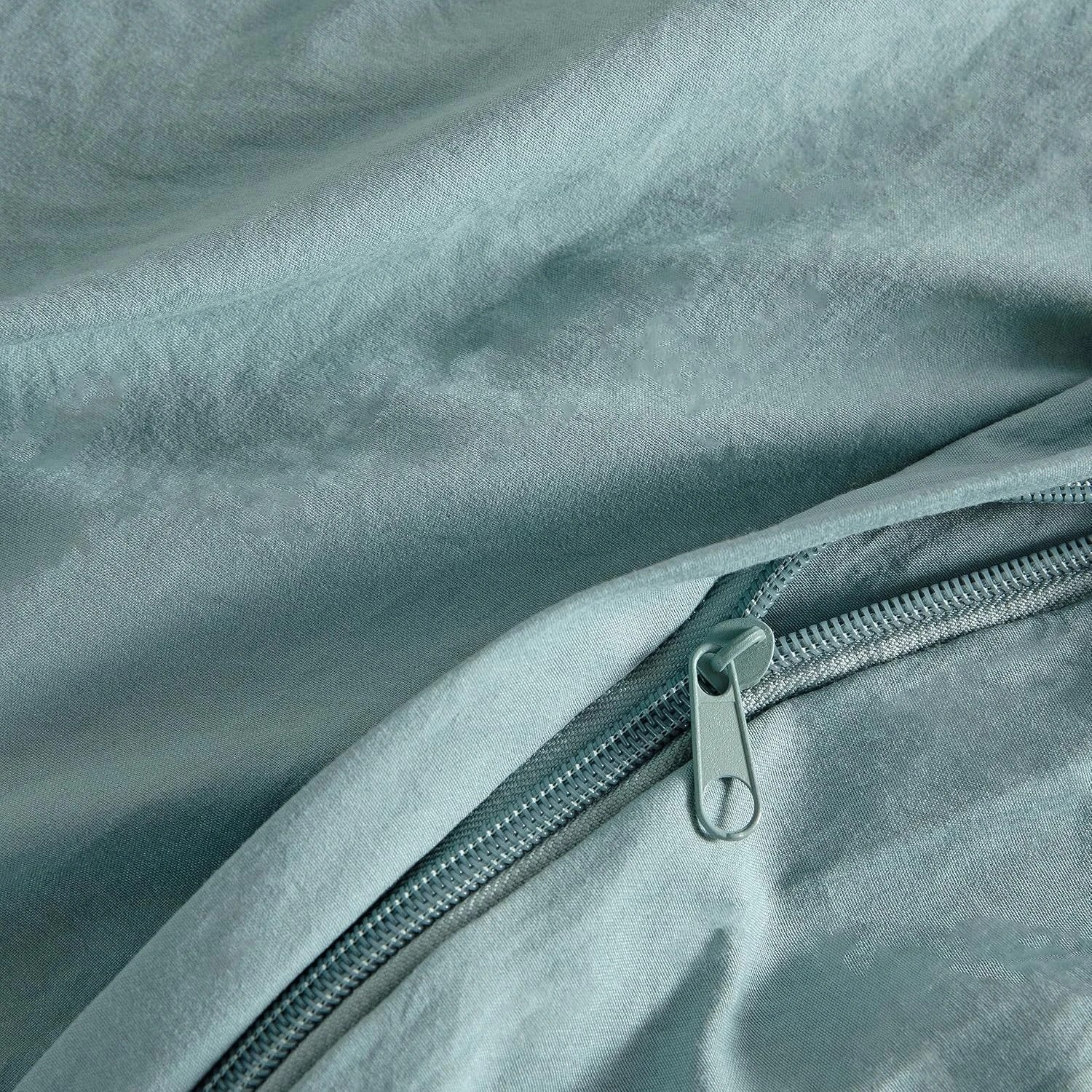 3 CleverPolly 100% Vintage Washed Microfibre Quilt Cover Set - Seafoam - Super King Bed, 3 of 7