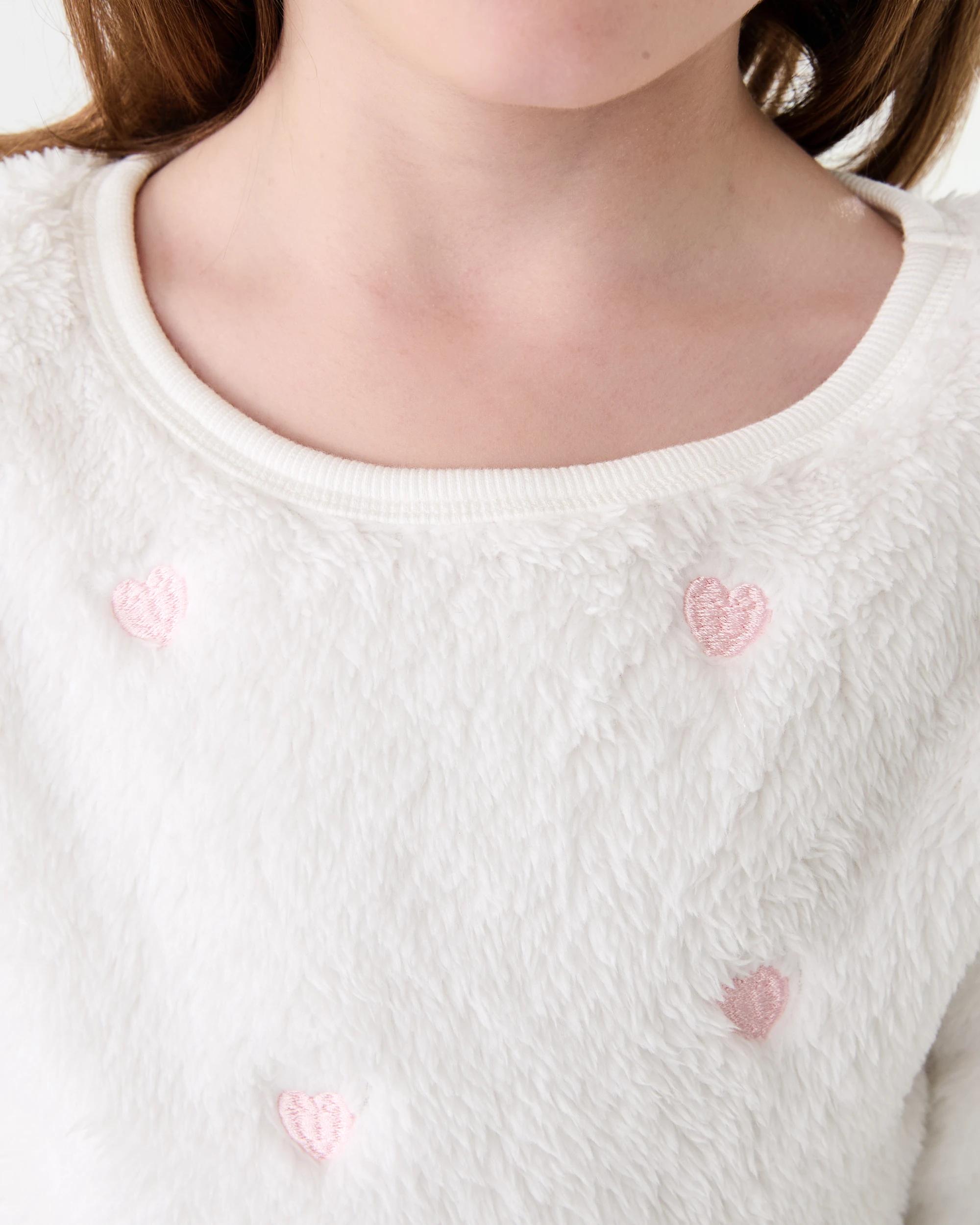 4 Embroidery Fluffy Pyjama Set Pnk Heart, 4 of 7