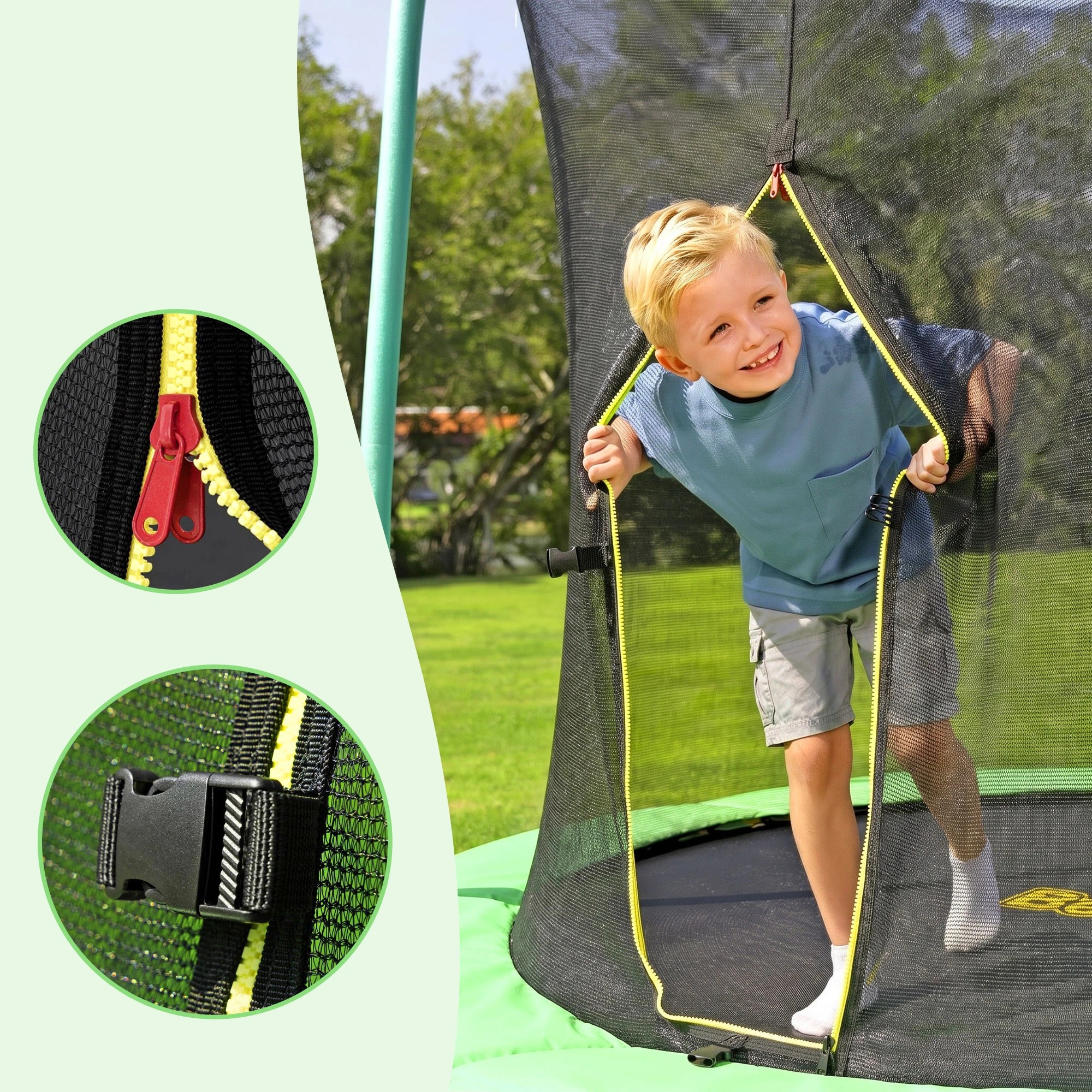 7 Bestway 8ft Trampoline Kids Rebounder Safety Net Enclosure Outdoor Fitness 2.44m for Ages 6+ - Multi, 7 of 9