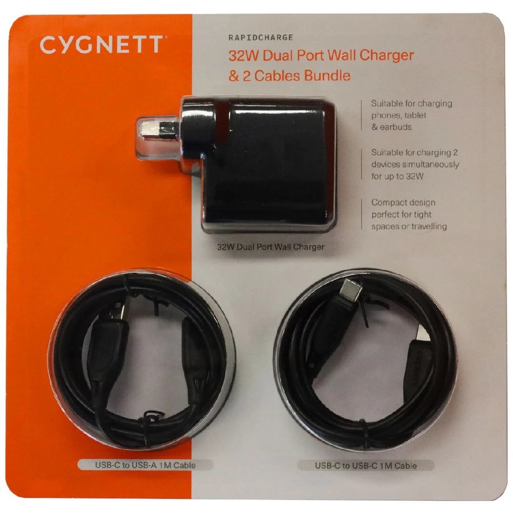 5 Cygnett RapidCharge 32W Wall Charger and Cables Bundle Black, 5 of 5