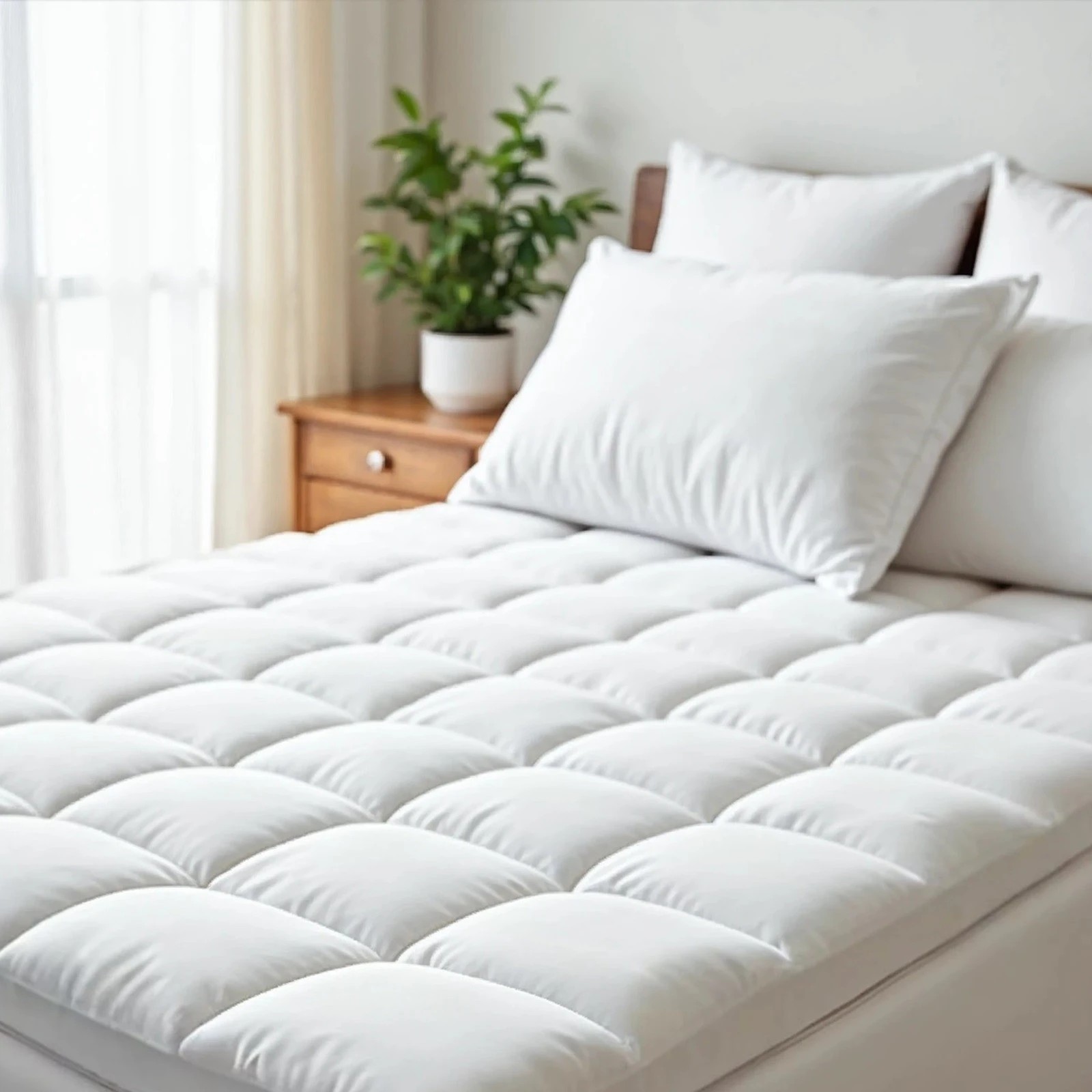 2 Royal Comfort Fitted Foam Cover Underlay Goose Mattress Topper 1000GSM - Queen Bed - White, 2 of 7