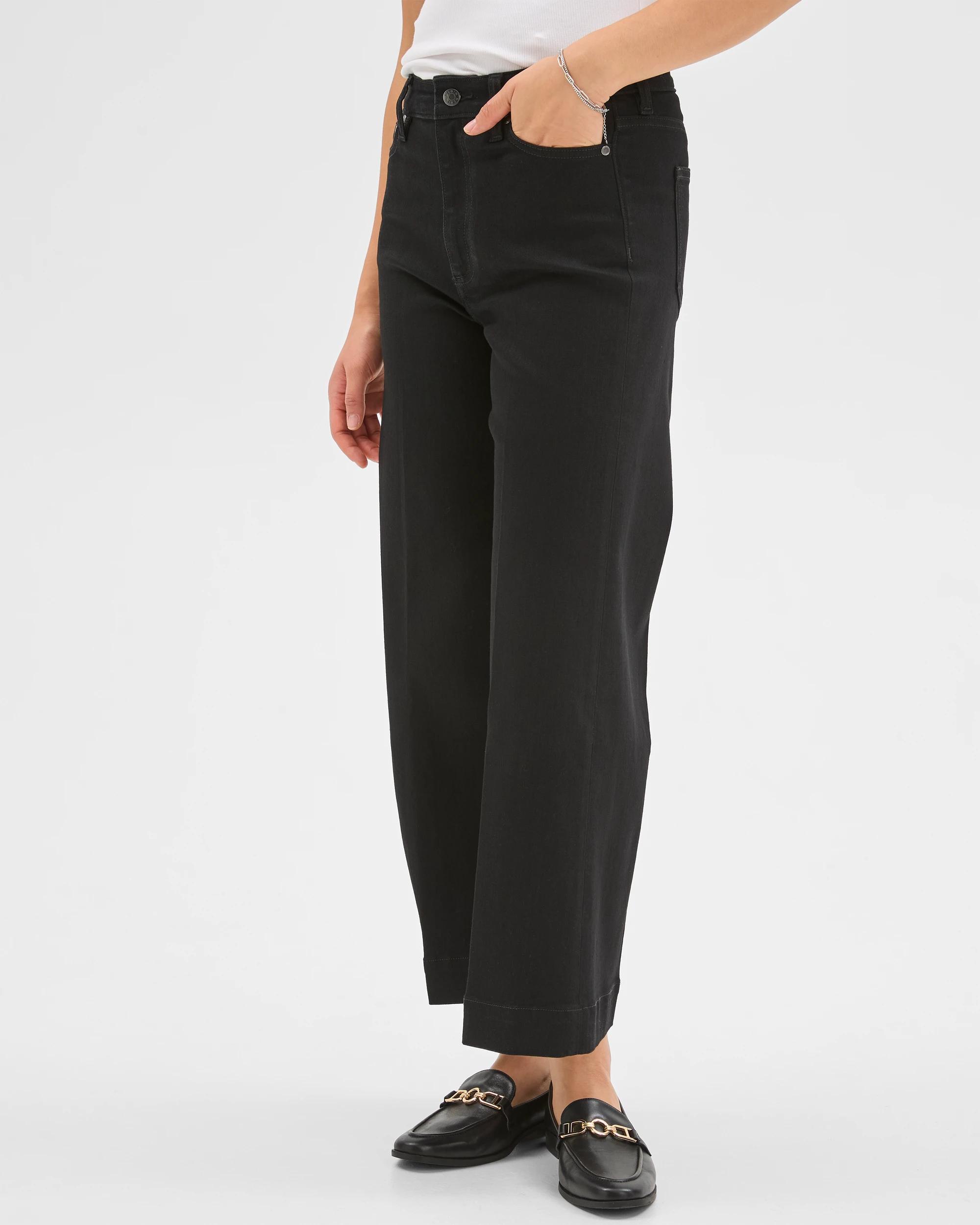 5 Target Denim Kelsey Crop Length Wide Leg Denim Jeans BLACK, 5 of 7