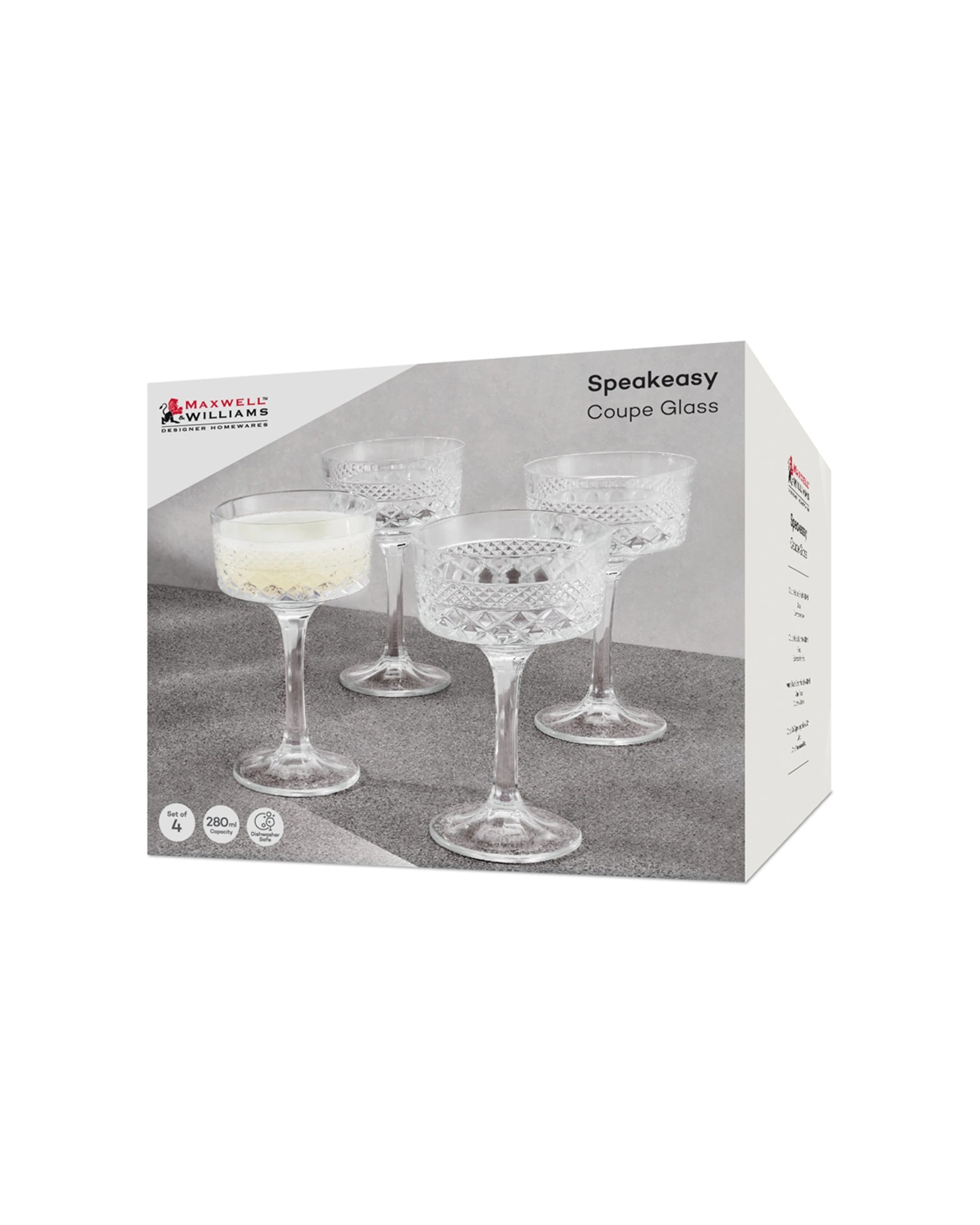 2 Maxwell & Williams Pack Of 4 Speakeasy Coupe High Quality Glasses 280ml
 - Plain, 2 of 3