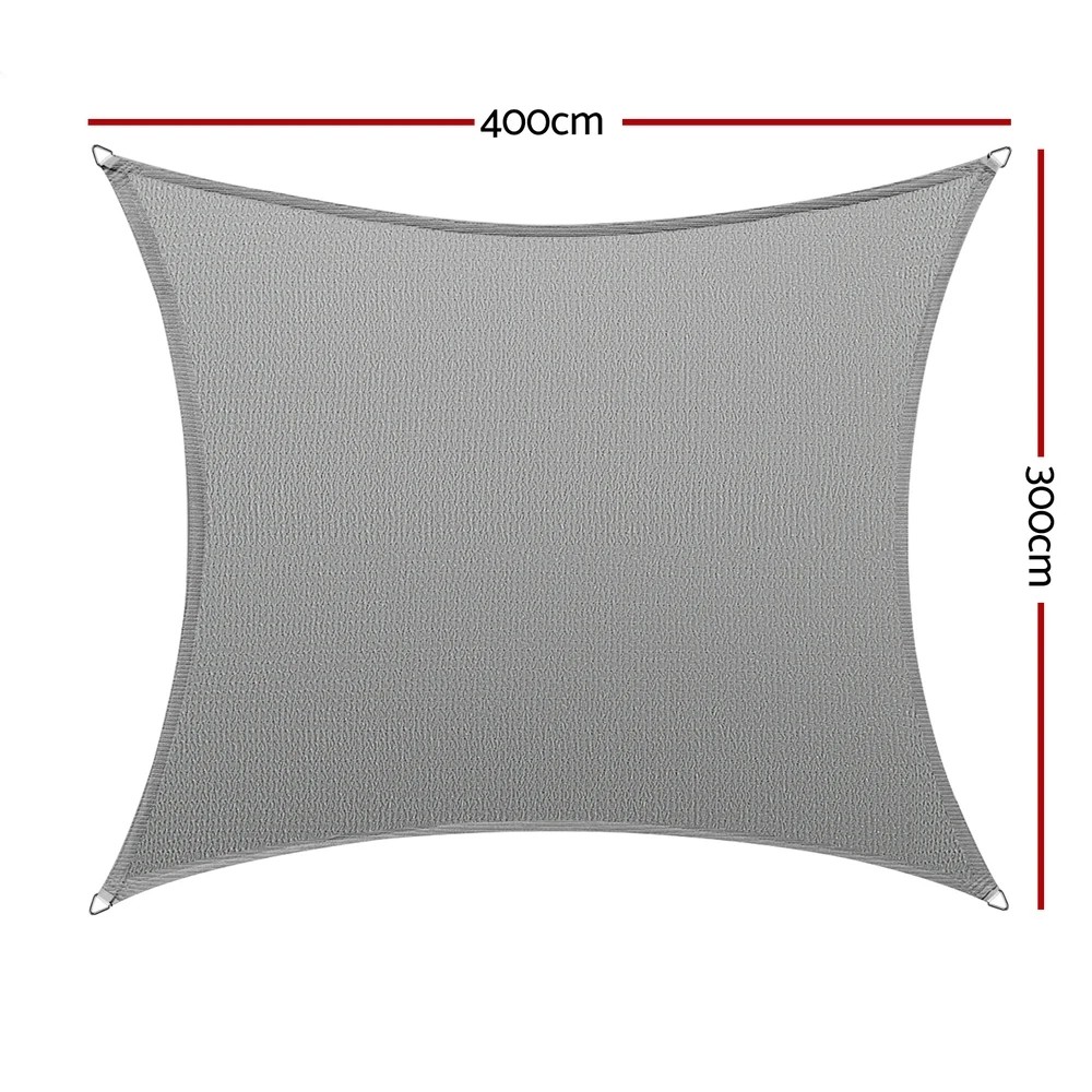 2 Instahut Shade Sail Cloth Shadecloth Rectangle Canopy 280gsm 3x4m - Grey, 2 of 5