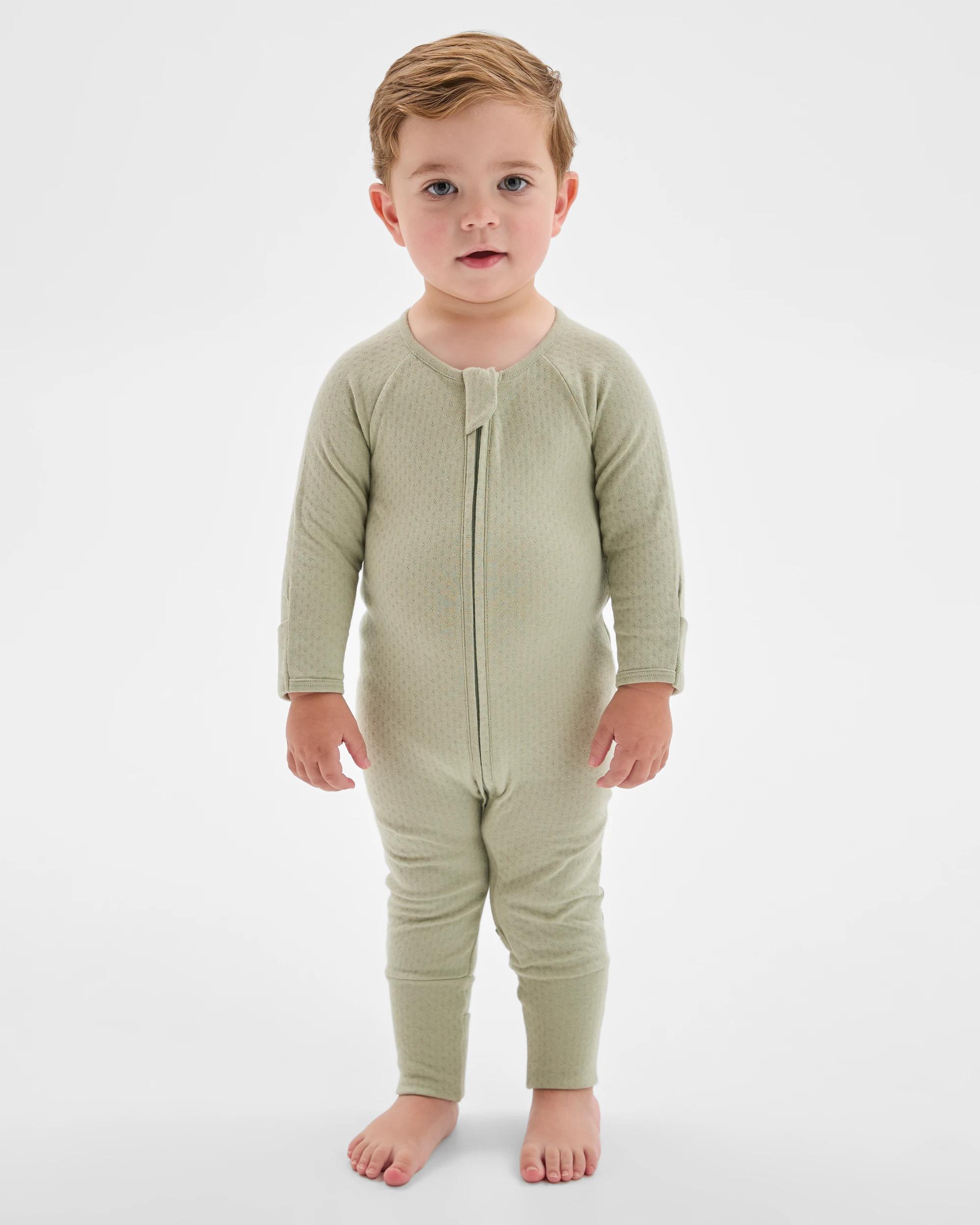 1 Target Baby Baby Organic Cotton Pointelle Zip Coverall DESERT SAGE, 1 of 5