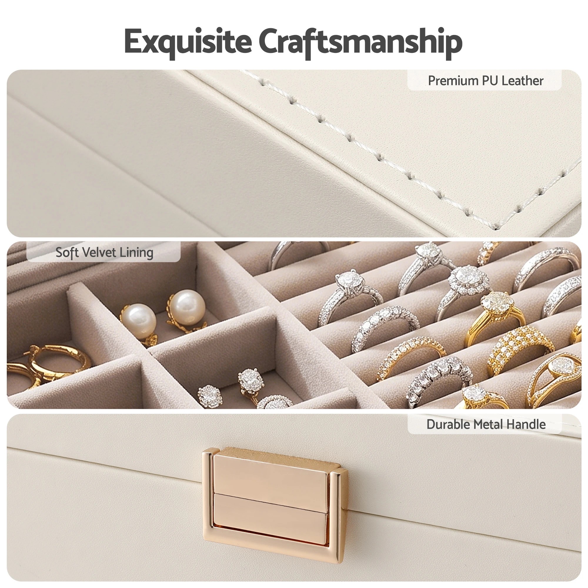 7 Embellir Jewellery Boxes & Organisers 2 Layer Storage Case Lid Necklace Organiser - White, 7 of 10