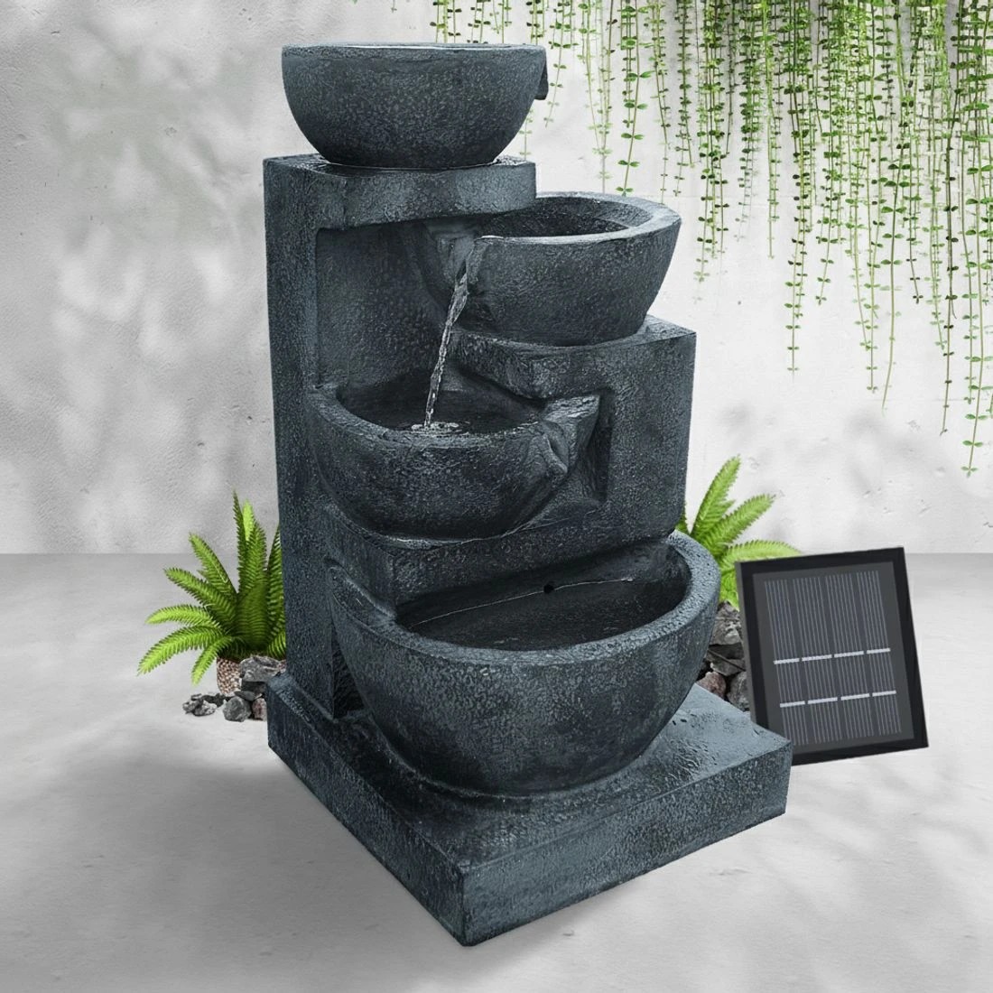 8 Gardeon Solar Water Feature Cascading Fountain 4-Tier Bowl LED Lights 72CM - Blue, 8 of 8