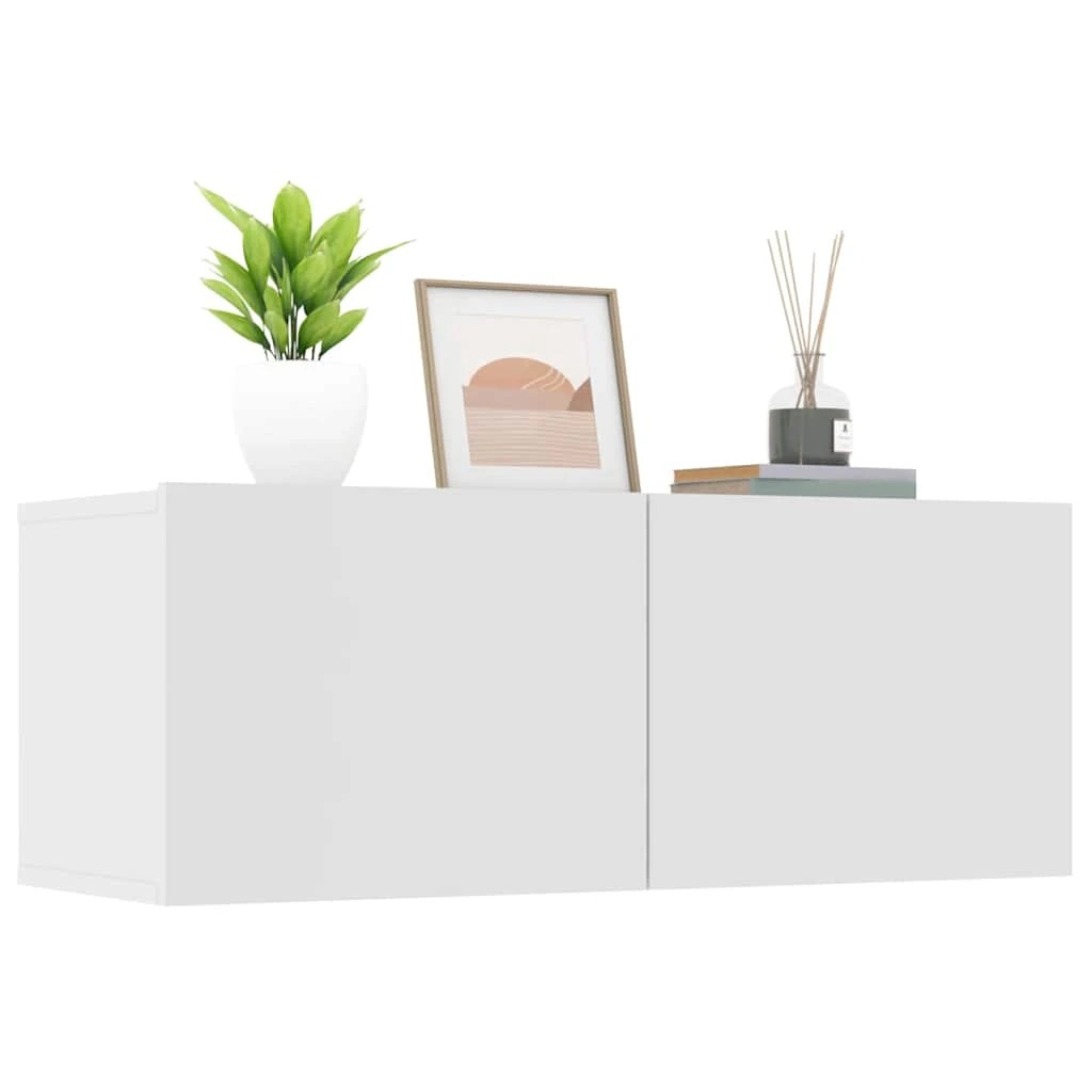 7 vidaXL Modern Lowboard Storage Cabinet for Living Room Wall-Mountable - White, 7 of 9