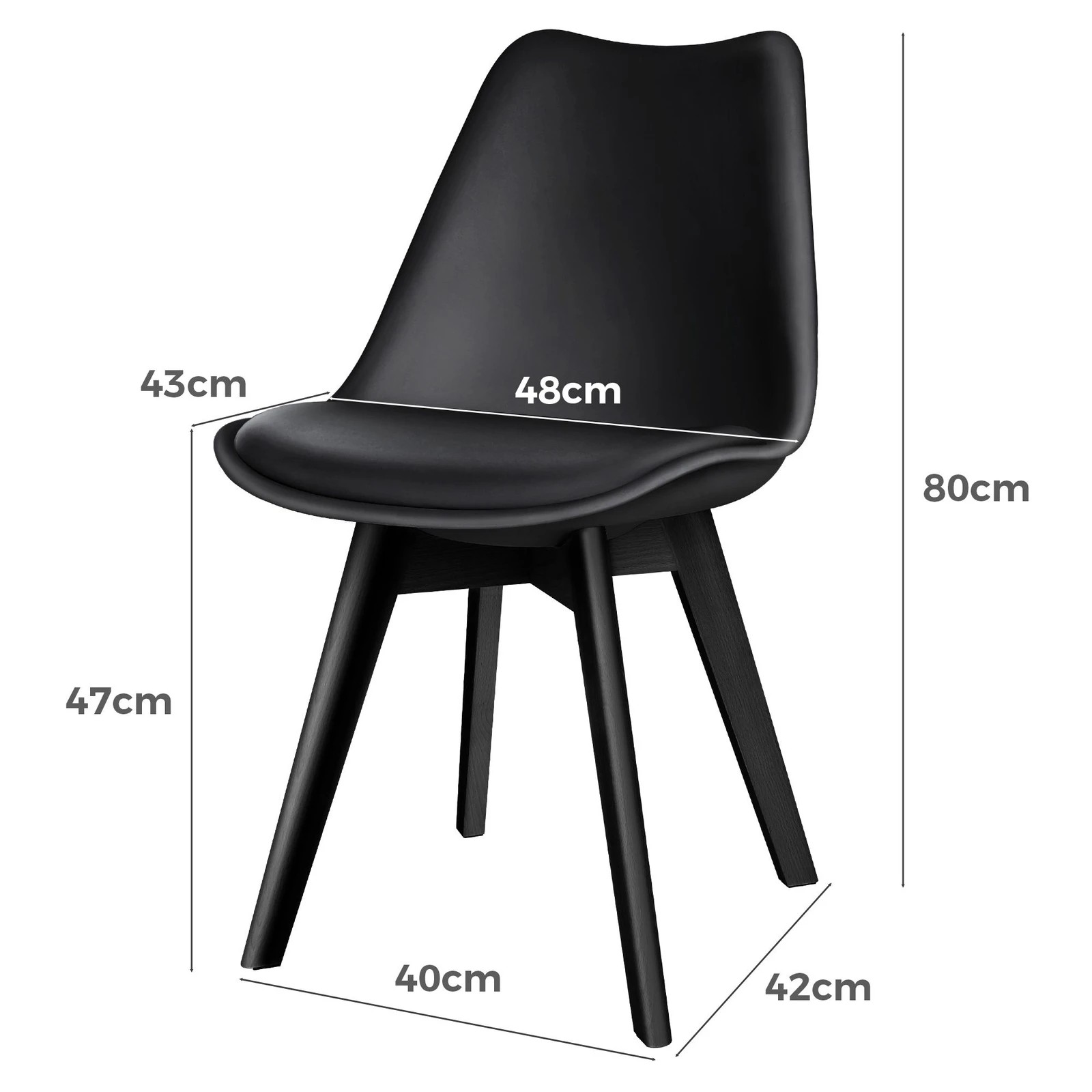9 Alfordson 4x Dining Chairs Padding Retro PU Leather Kitchen Lounge Wooden - Black, 9 of 10