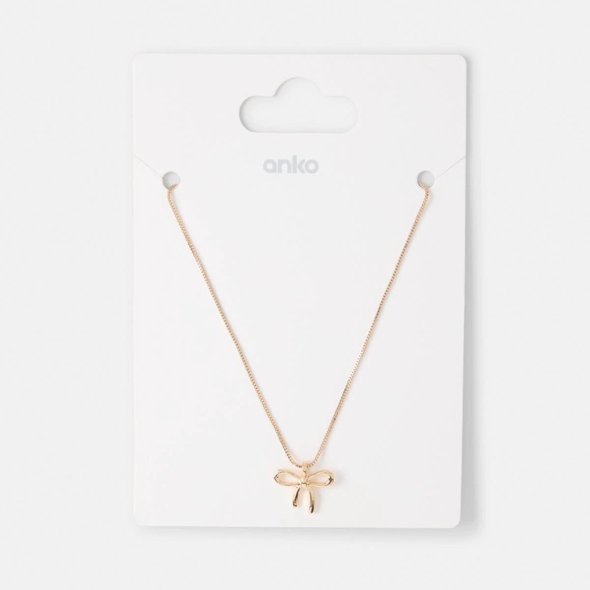 4 Bow Pendant Necklace - Gold Tone Gold, 4 of 4
