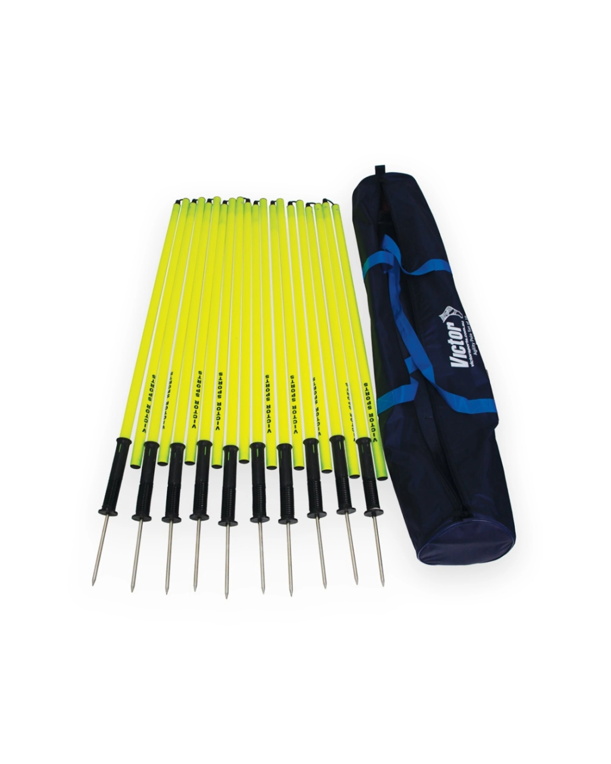 1 Victor Sports 11pc Agility Poles Removable Spike Set With Carry Bag - Yellow, 1 of 2